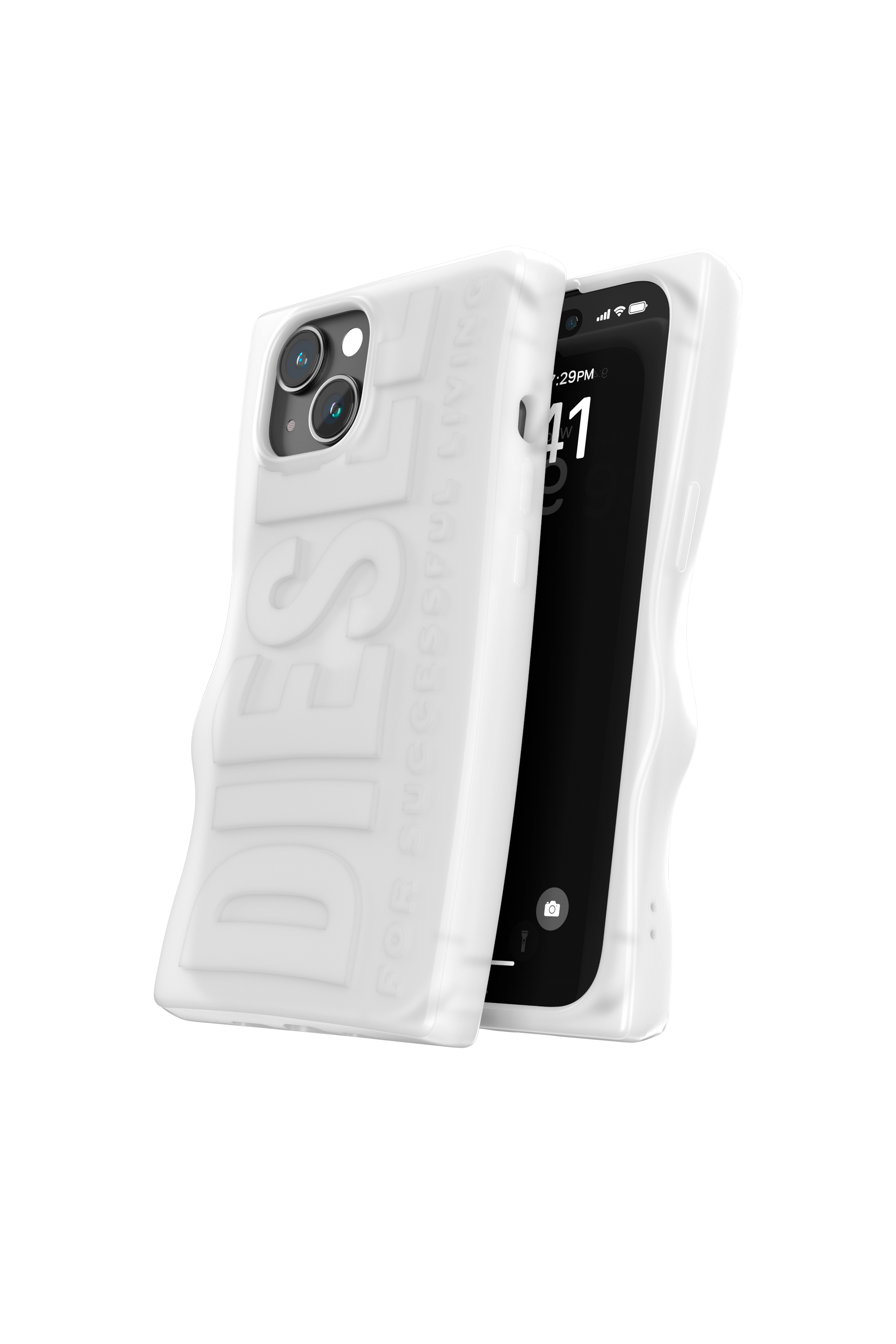 Diesel - 54123 MOULDED CASE, Unisex's D By case iP15 in White - 3