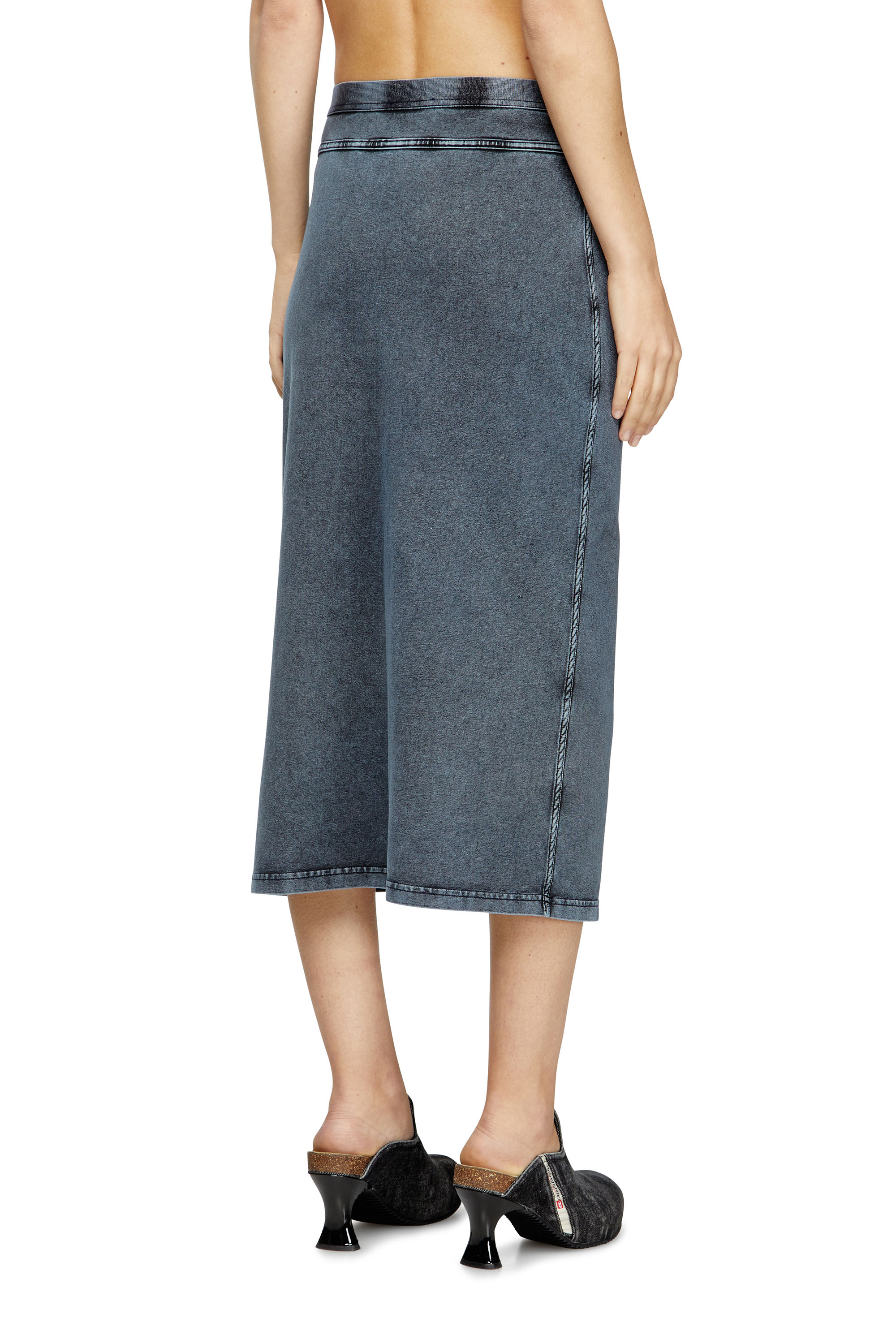 O-ALLINE, Dark Blue Diesel - O-ALLINE, Woman's Midi skirt in denim-look jersey in Dark Blue - 4
