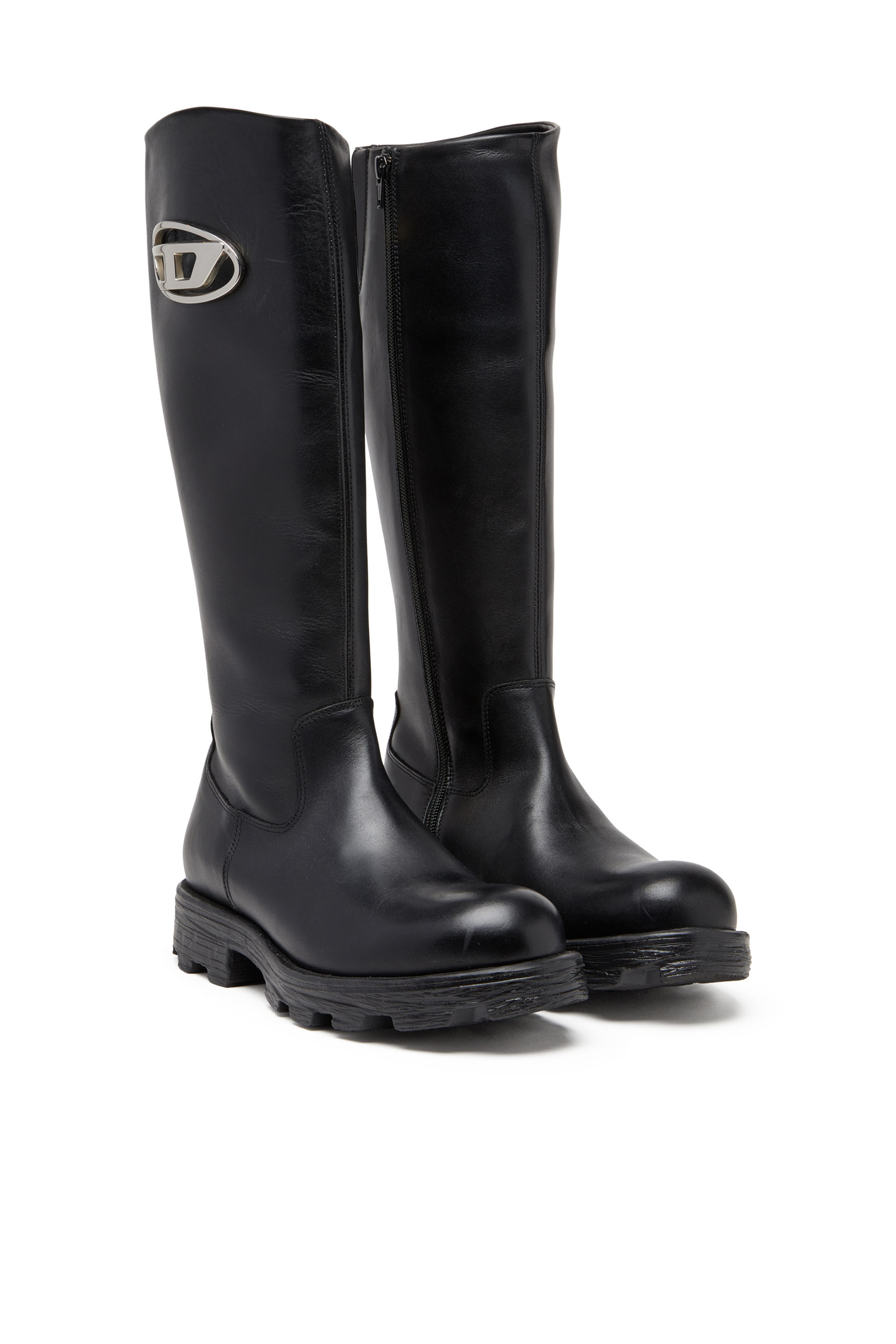 Diesel - D-HAMMER HB D W, Woman's D-Hammer-Leather knee-high boots in Black - 2