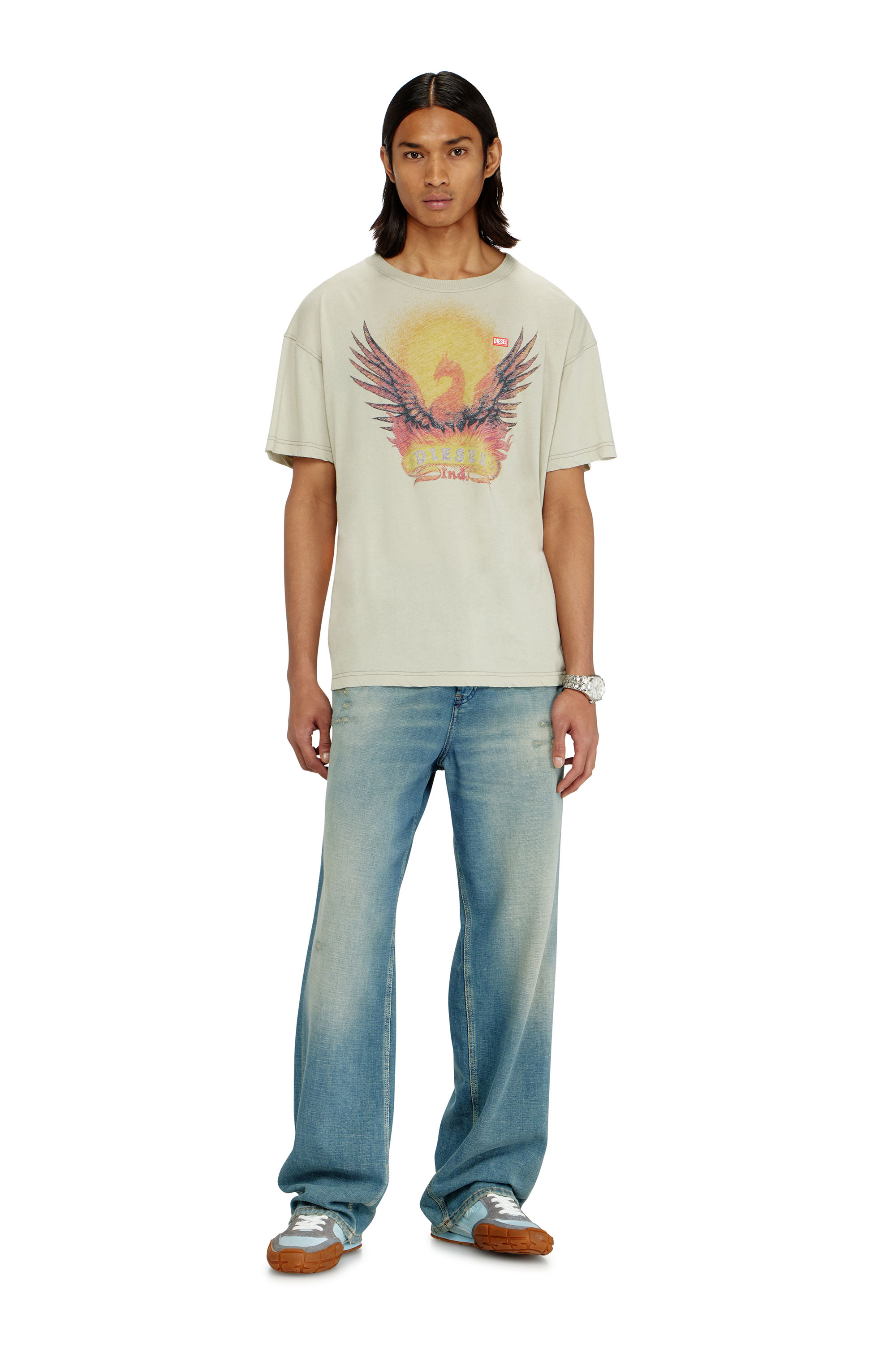 Diesel - T-NORM-AA1, Man's Regular T-shirt with Phoenix print in Beige - 2