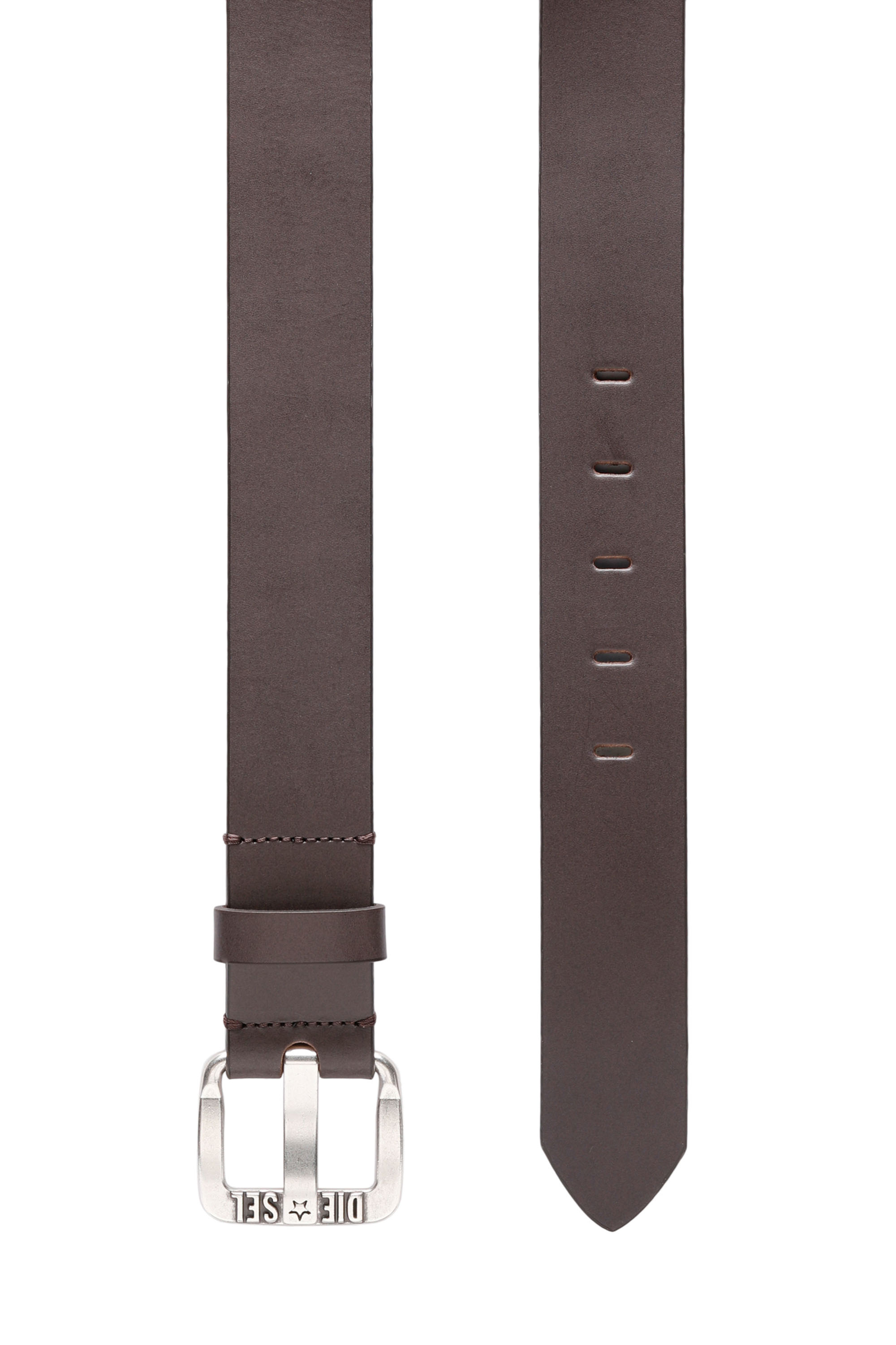 Diesel - B-STAR II, Man's 3.9cm leather belt with metal star logo buckle in Dark Brown - 3