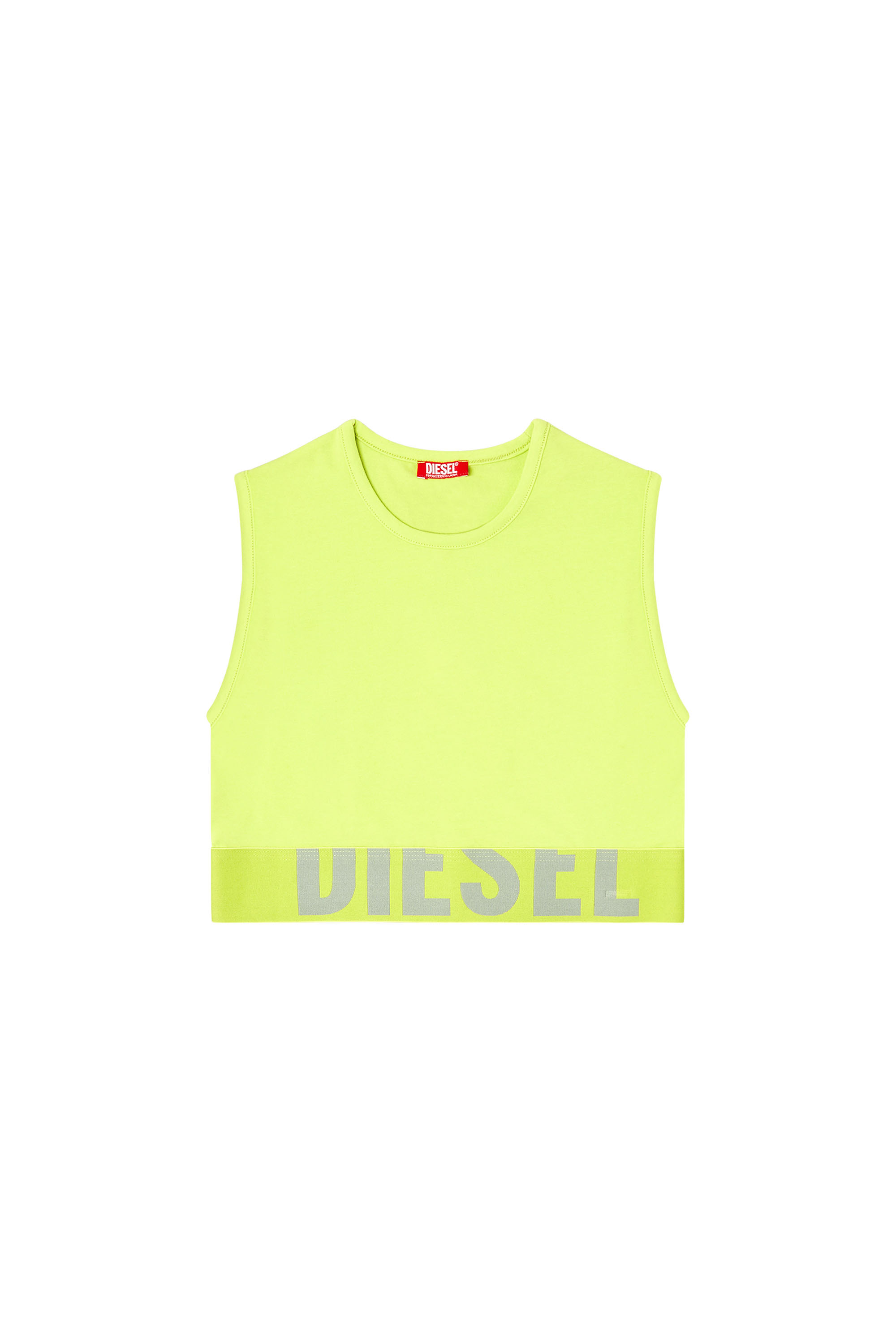 Diesel - ADA-D-POP, Woman's Cropped tank top with cut-off logo in Green Fluo - 6
