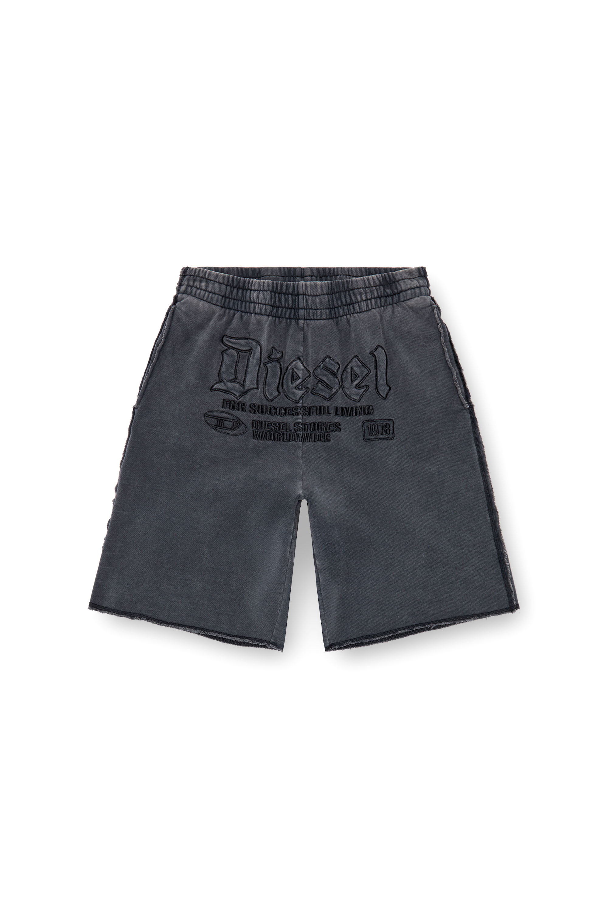 Diesel - P-RAWMARSHY, Man's Sweat shorts with Diesel embroidery in Black - 3