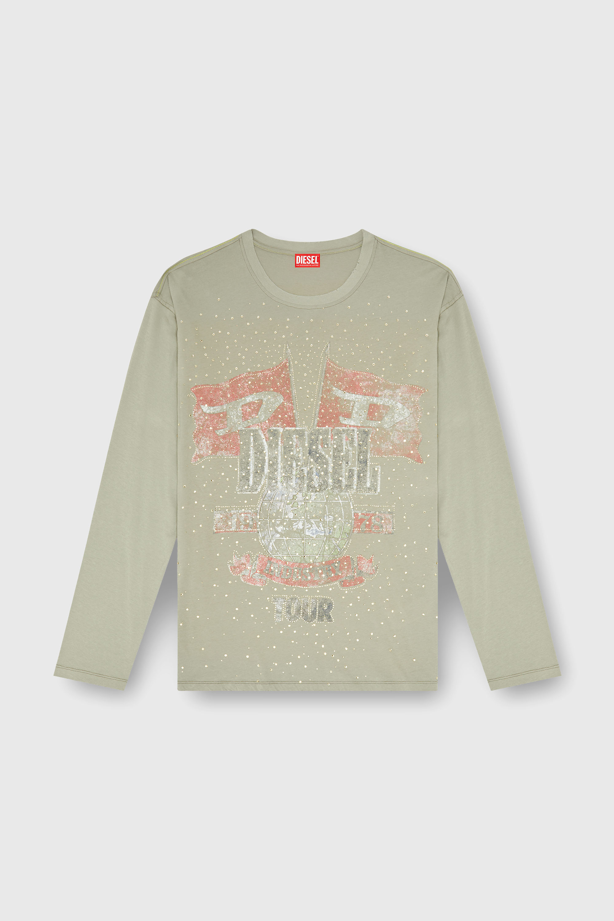 Diesel - T-GERI-LS-A, Man's Long-sleeve T-shirt with concert graphics and crystals in null - 2