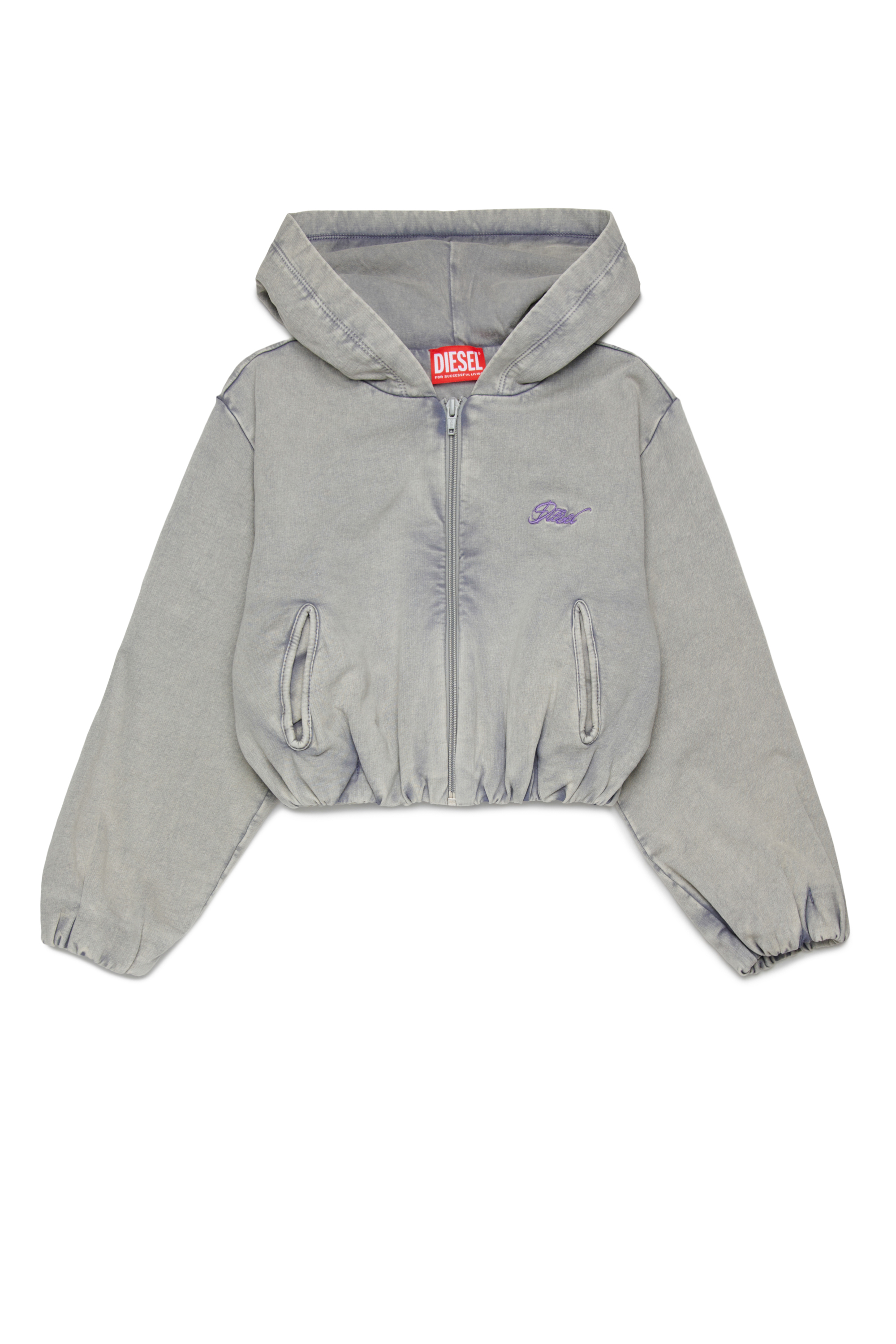 Diesel - SFENERDI, Woman's Zipped hoodie with stretch hem in Grey - 1