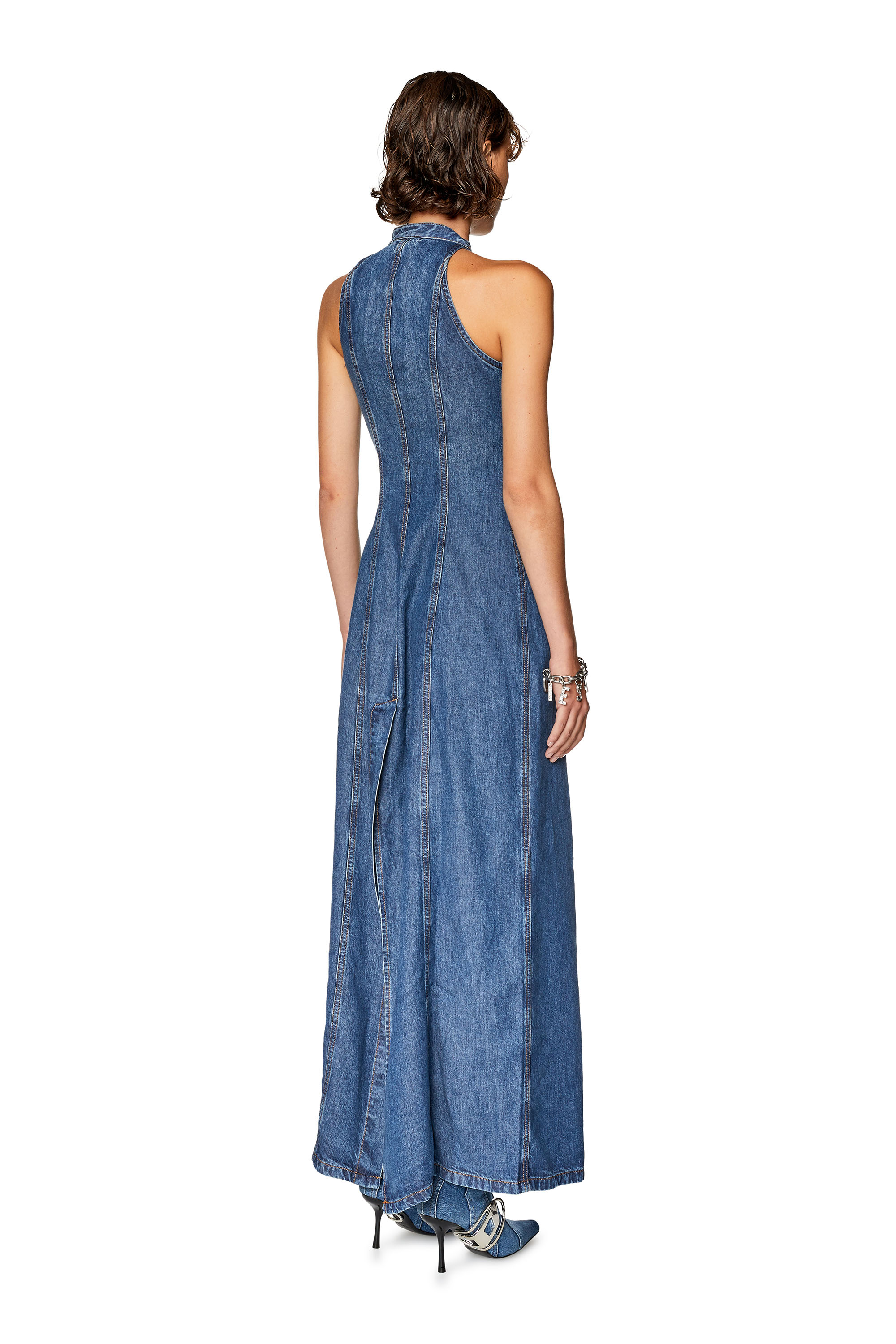 Diesel - DE-LULU-S, Woman's Long dress in light denim in Medium blue - 3