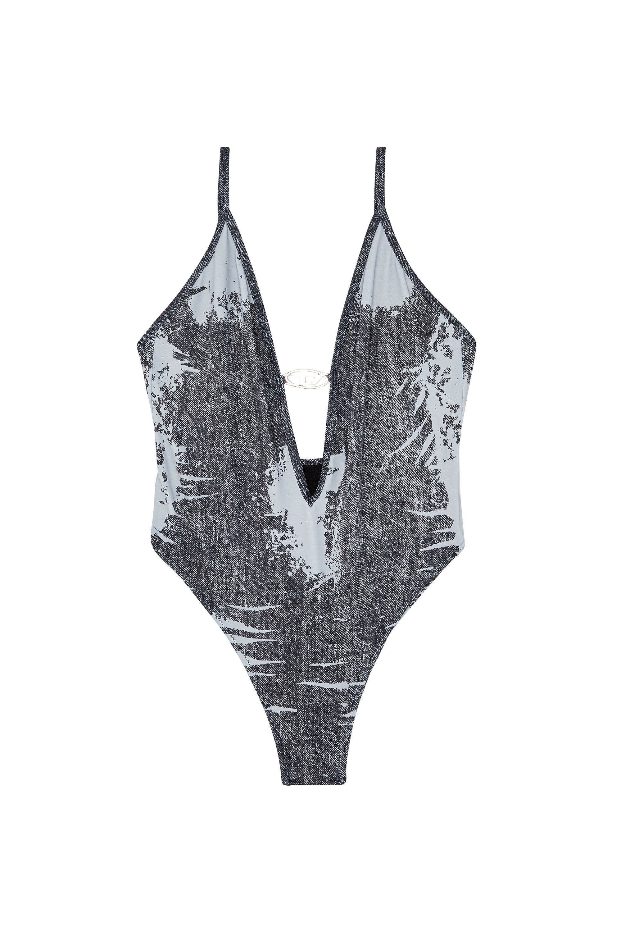 Diesel - BFSW-DENIM-BODY, Woman's Swimsuit with denim print in Black - 3