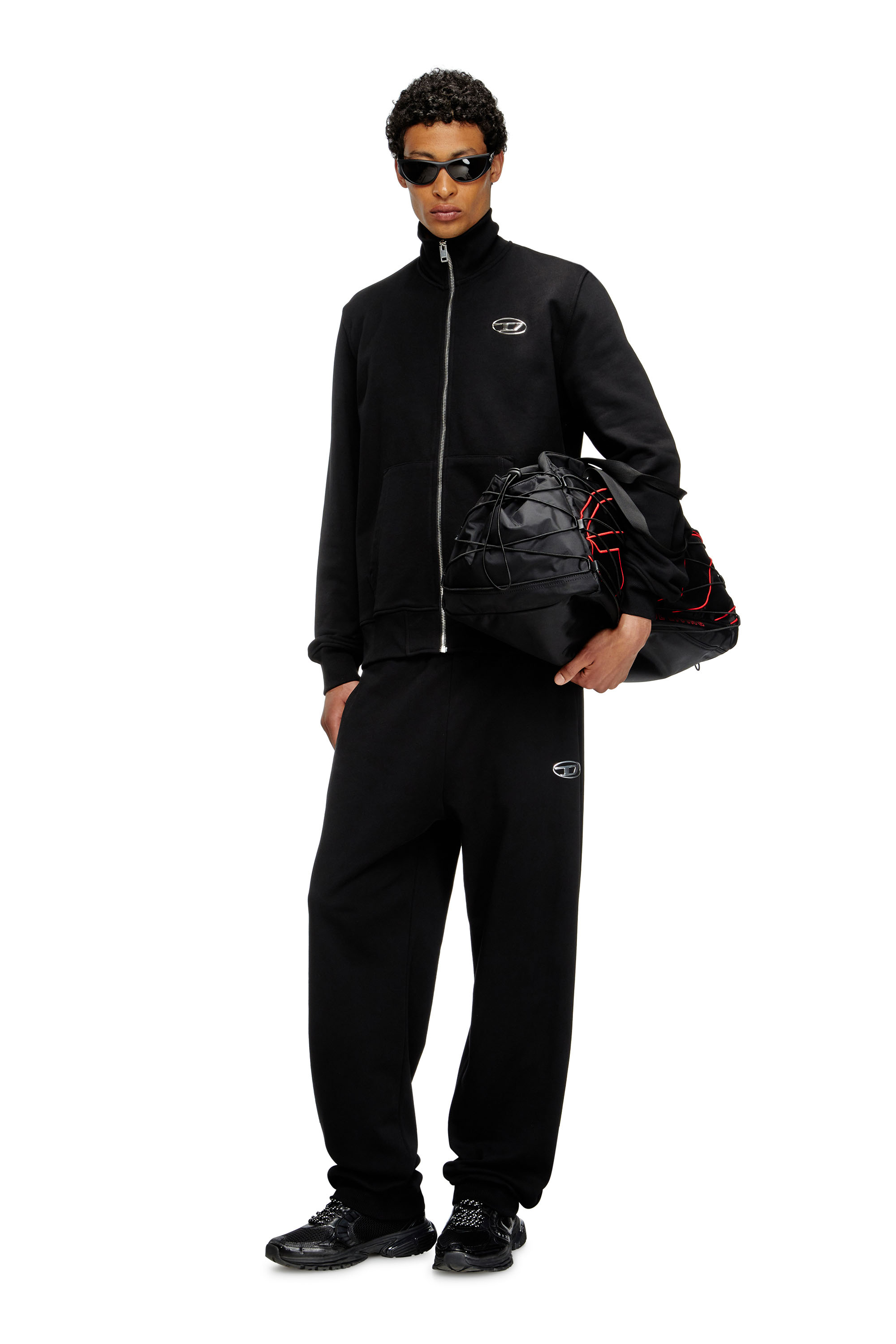 P-MARKY-OD, Black Diesel - P-MARKY-OD, Man's Sweatpants with metal-effect Oval D logo in Black - 1