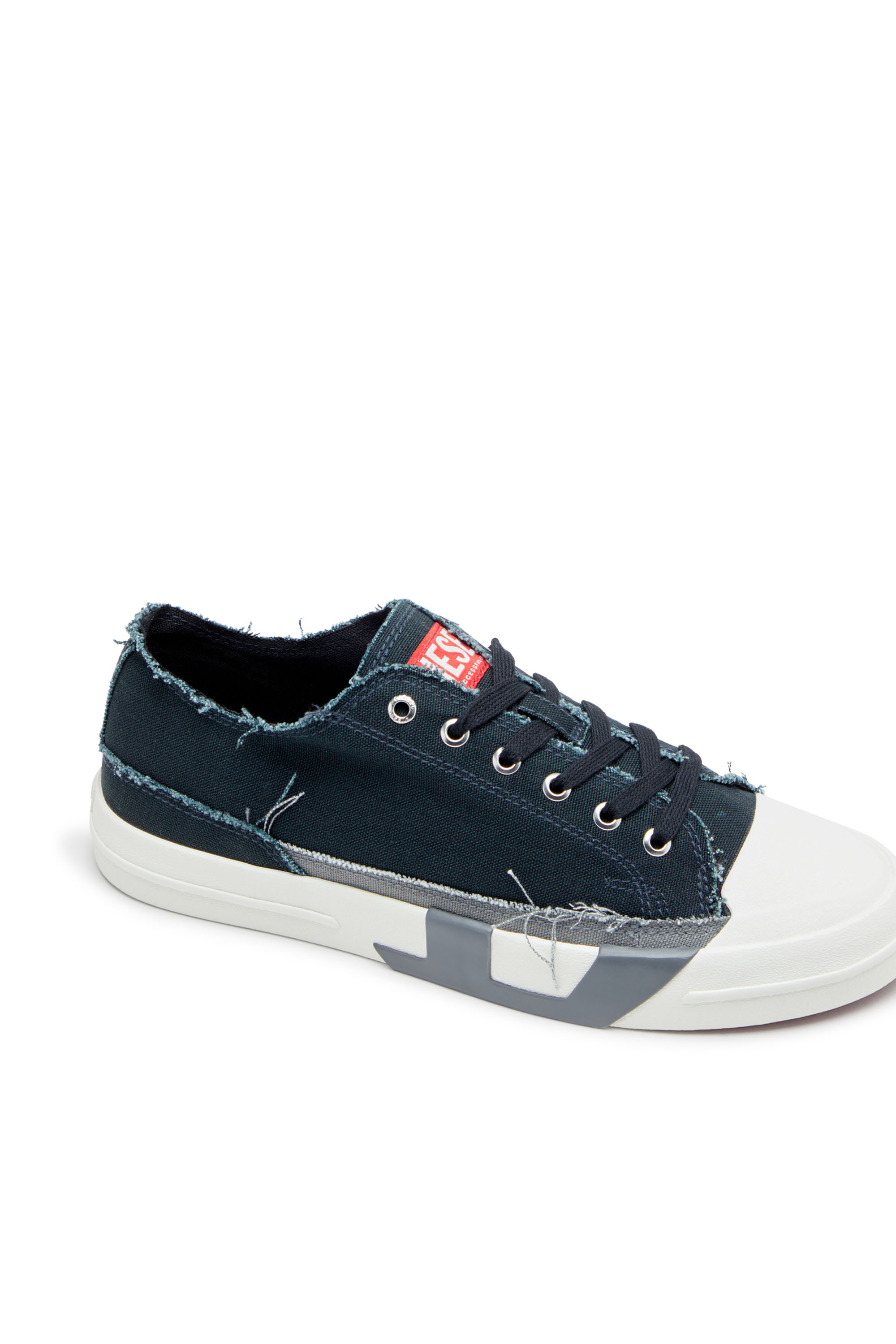 S-D-VERSE LOW, Blue/Grey Diesel - S-D-VERSE LOW, Man's S-D-Verse-Sneakers in frayed canvas in Blue/Grey - 6