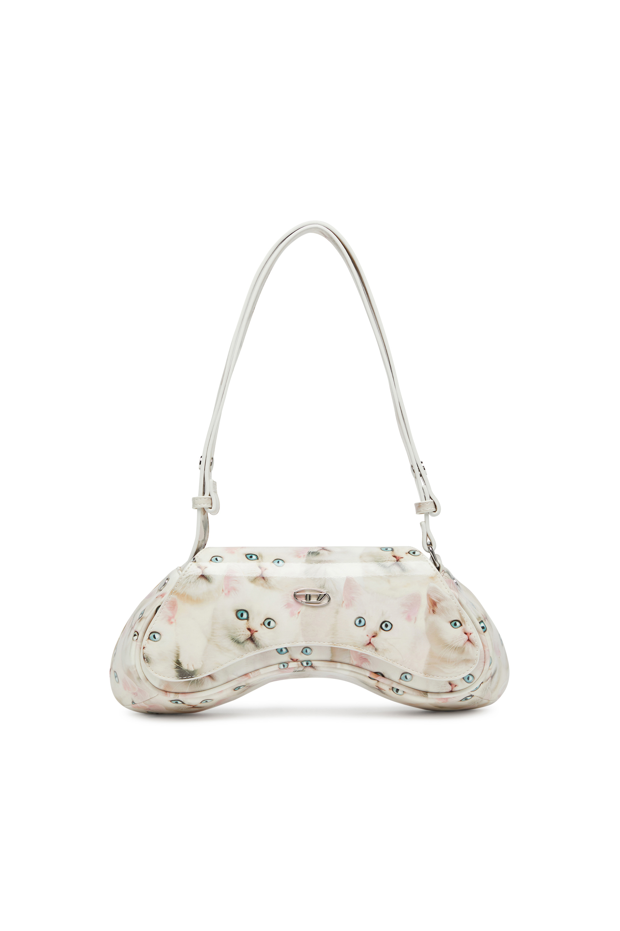 Women #39 s Play Shoulder bag in printed glossy PU White Diesel