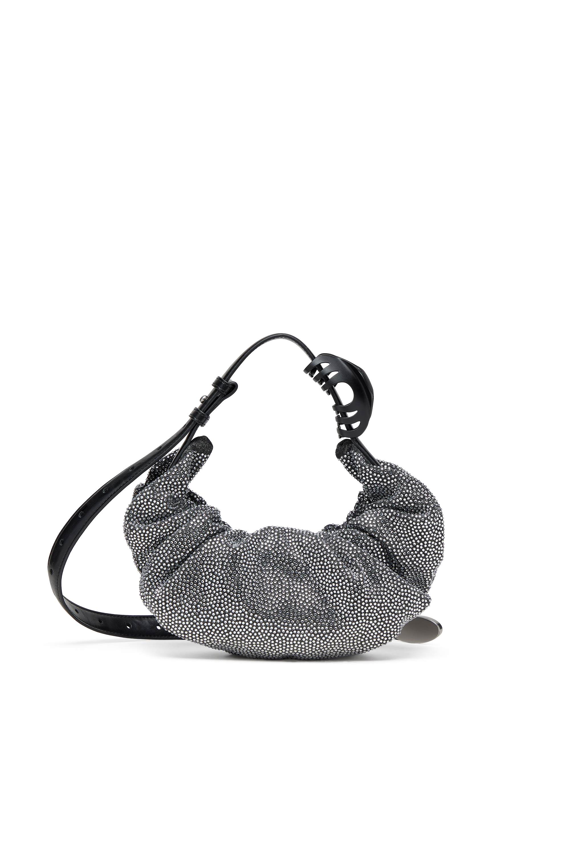 Diesel - GRAB-D HOBO S, Woman's Grab-D S-Small scrunched hobo bag in crystal denim in Black - 2