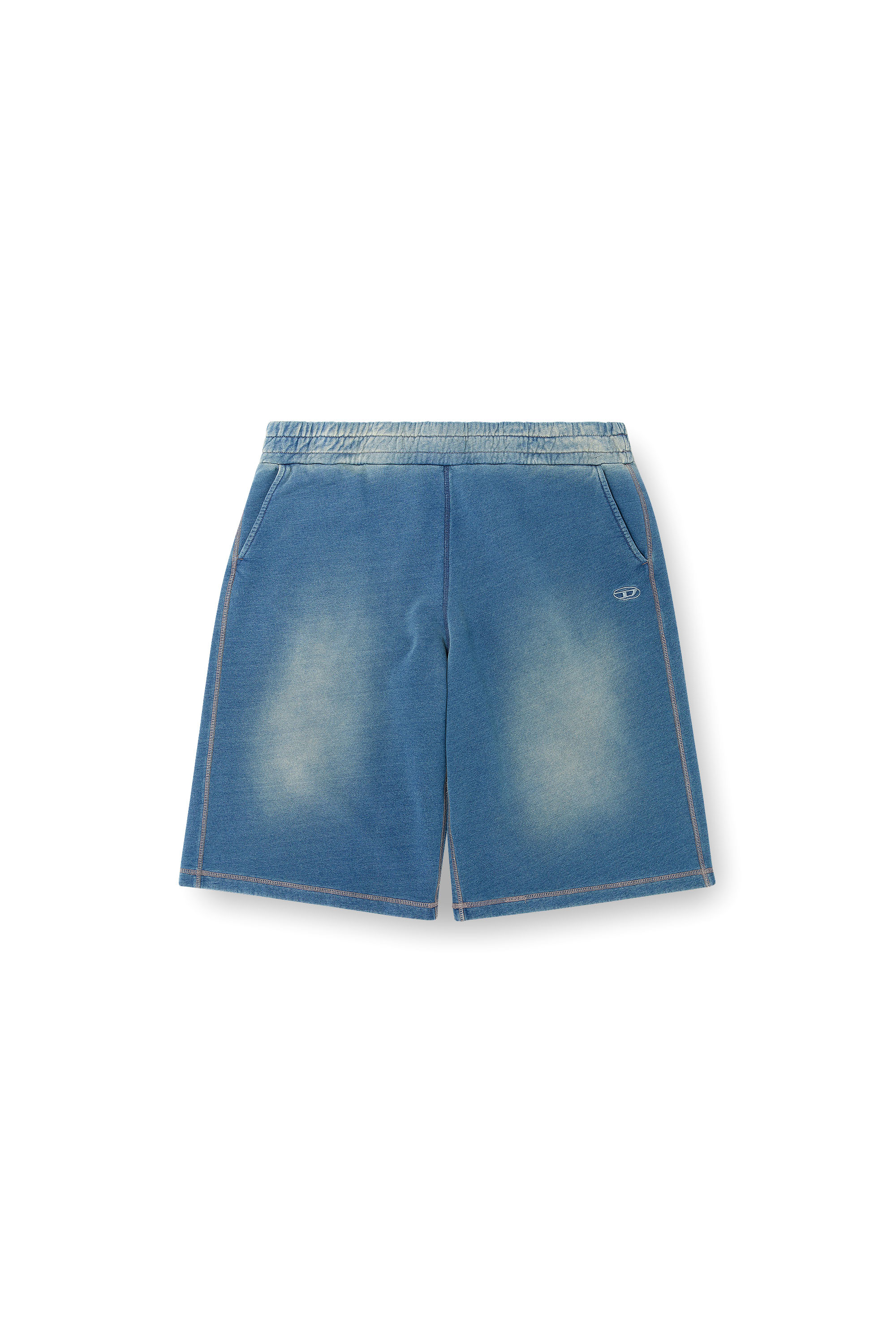 Diesel - P-CERCHIO, Man's Faded indigo sweat shorts in Blue - 3