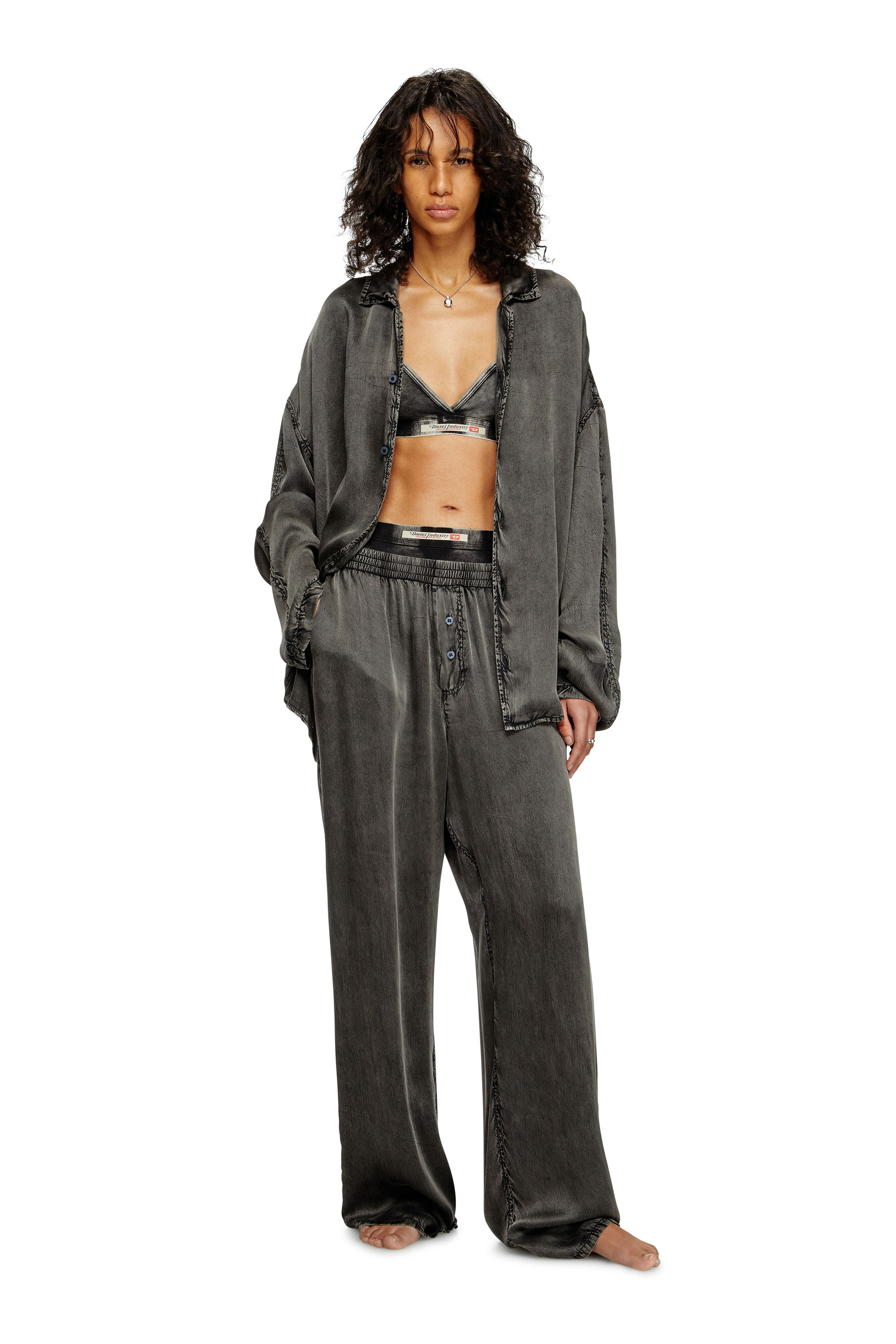 Diesel - SET-KEITH-DNM, Unisex's Fluid pyjamas with denim effect in Black - 1
