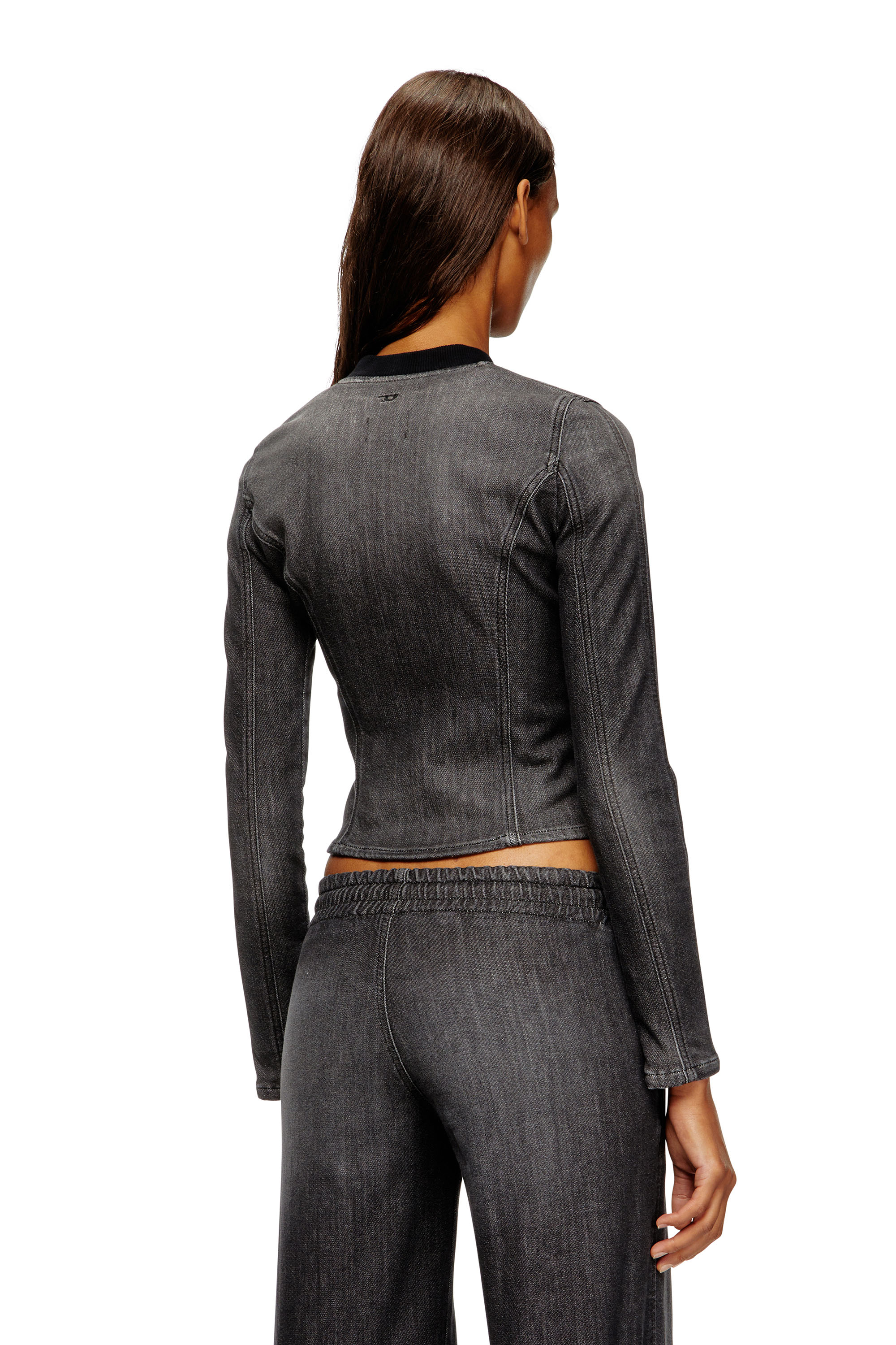 Diesel - DE-GARY-D JOGG, Woman's Cropped jacket in monochrome denim in Black - 4