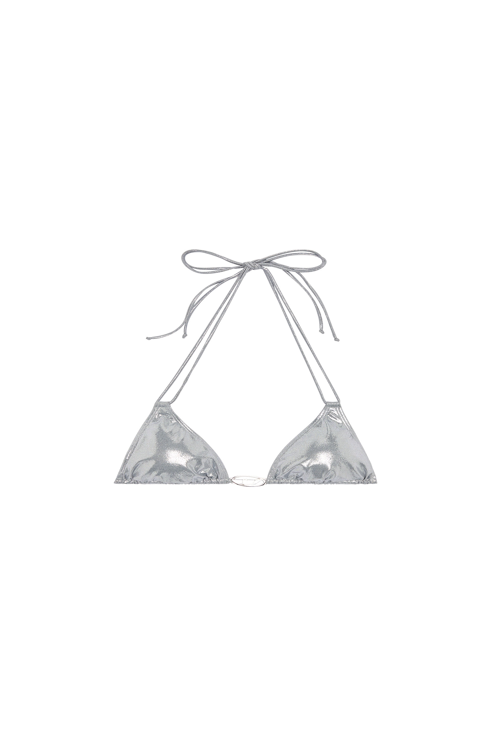 Diesel - BFB-SEES-O, Woman's Bikini top with Oval D plaque in Silver - 3