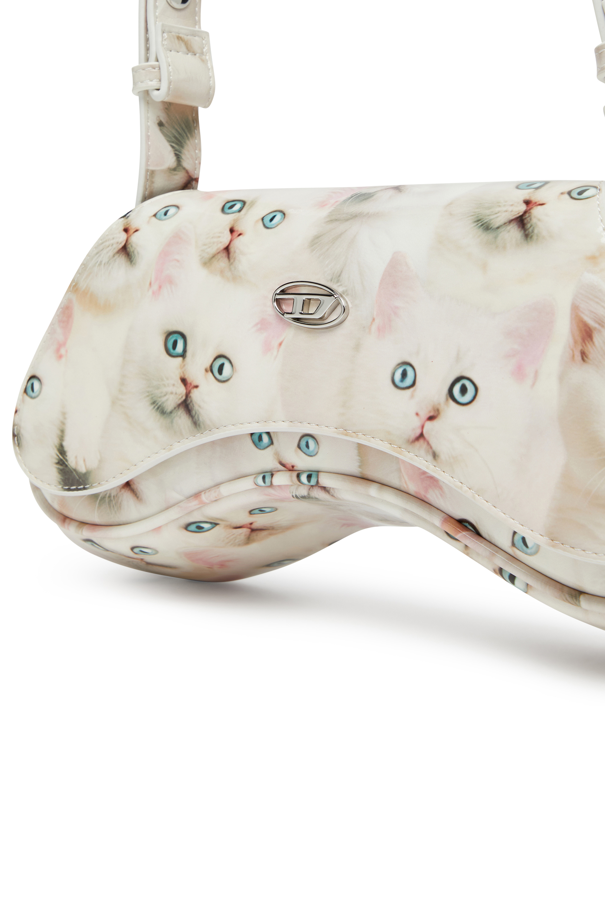 Women #39 s Play Shoulder bag in printed glossy PU White Diesel