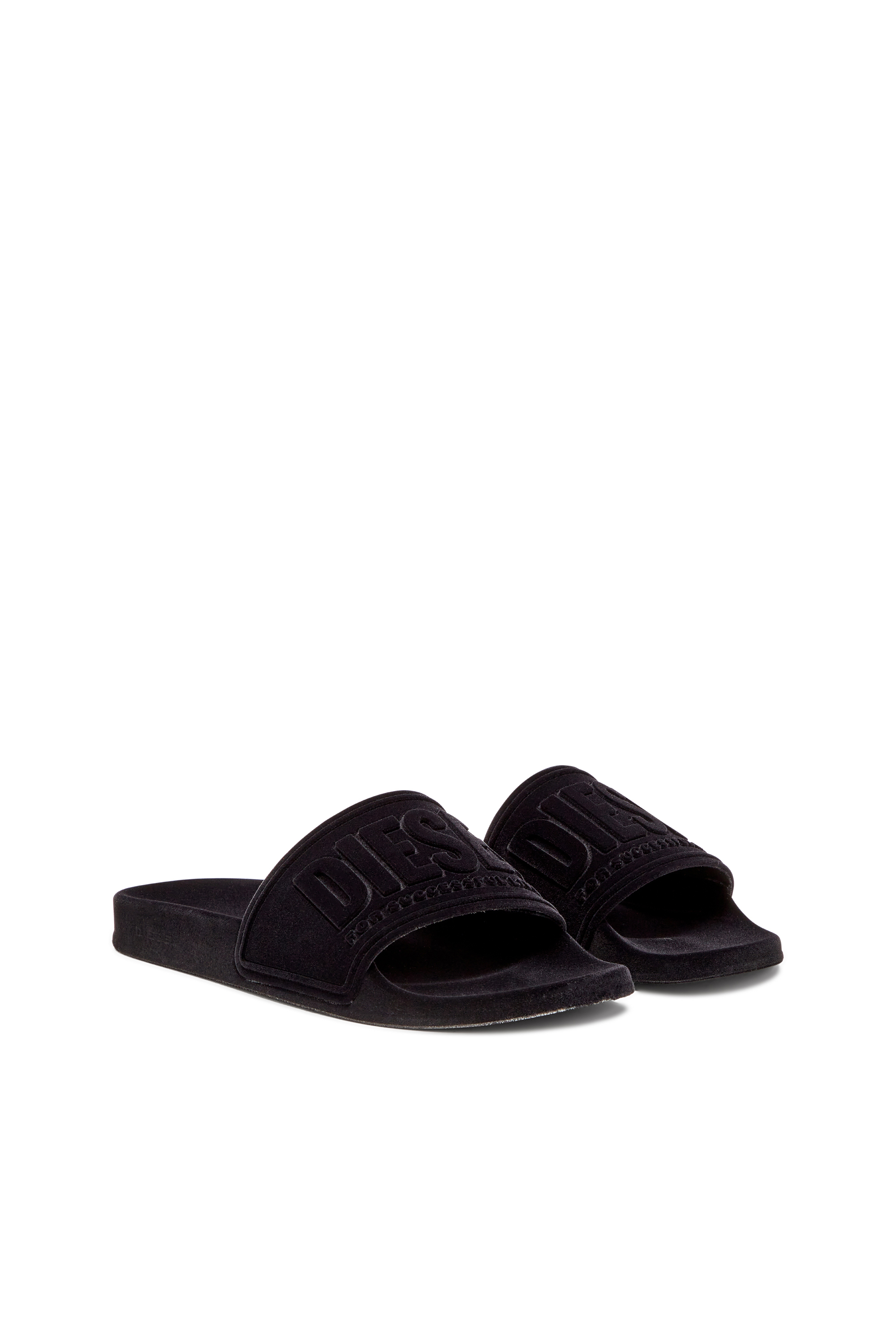 Diesel - SA-MAYEMI CC W, Woman's Sa-Mayemi-Pool slides with velvety flocking in Black - 2