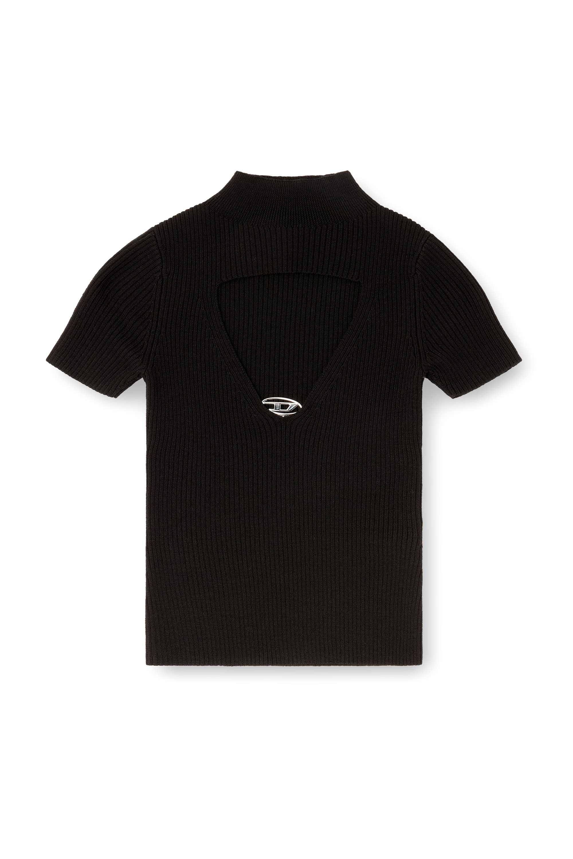 Diesel - M-OLIVE, Woman's Cut-out wool-knit top in Black - 2