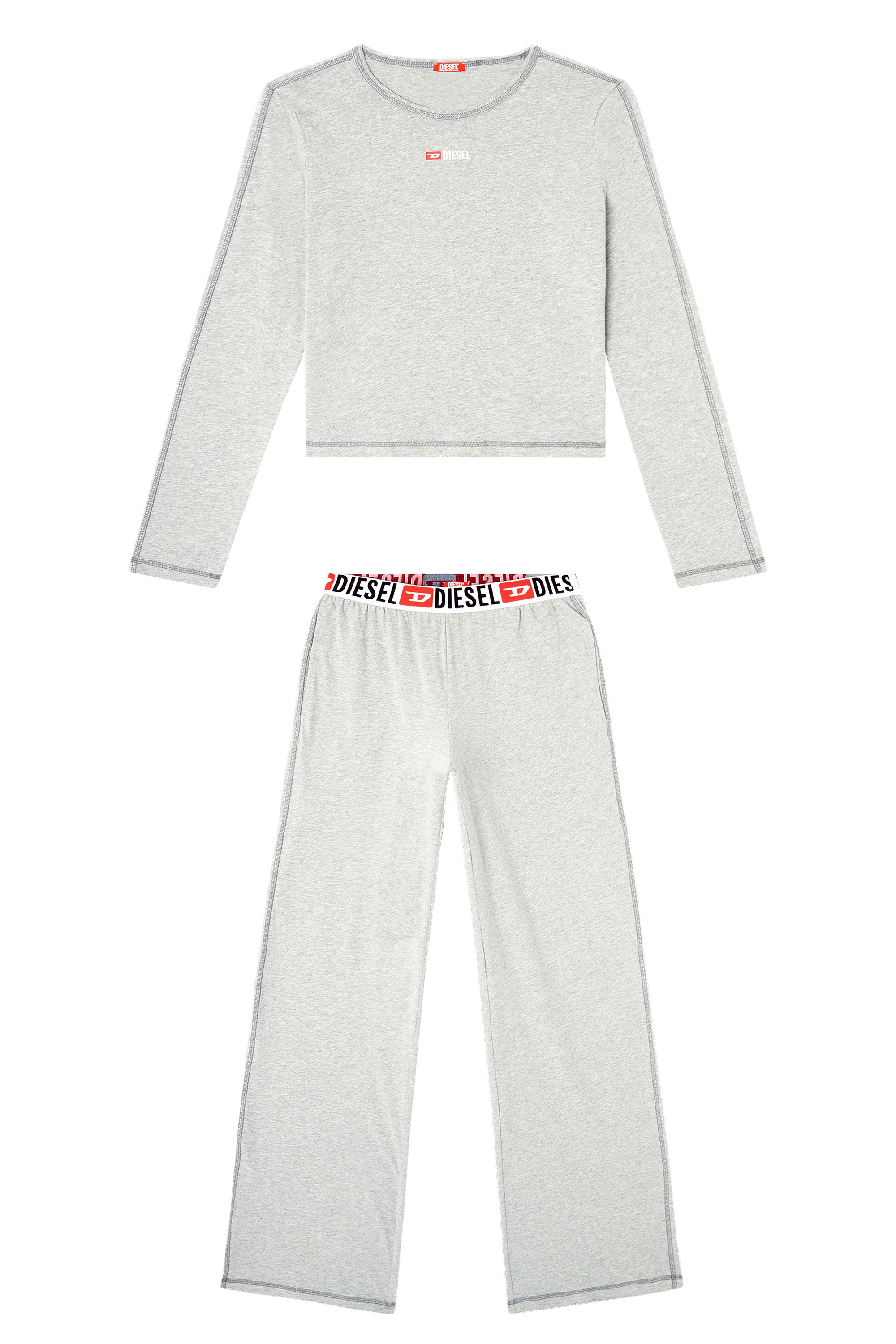 Diesel - SET-GILDA-D-CORE, Woman's Stretch cotton pyjamas in Light Grey - 2