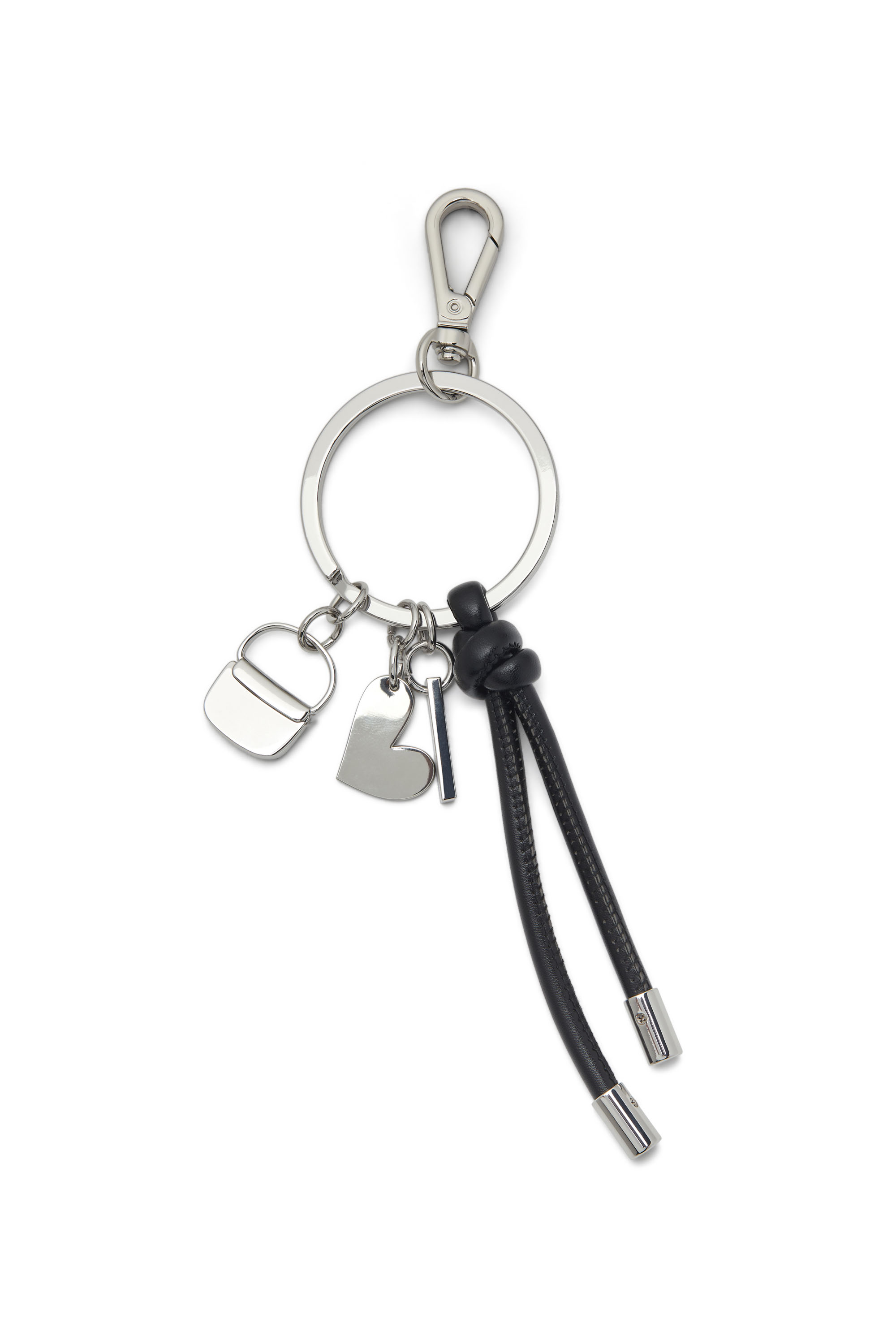 Diesel - MULTI III, Woman's Keyring charm with heart and bag pendants in Silver/Black - 3