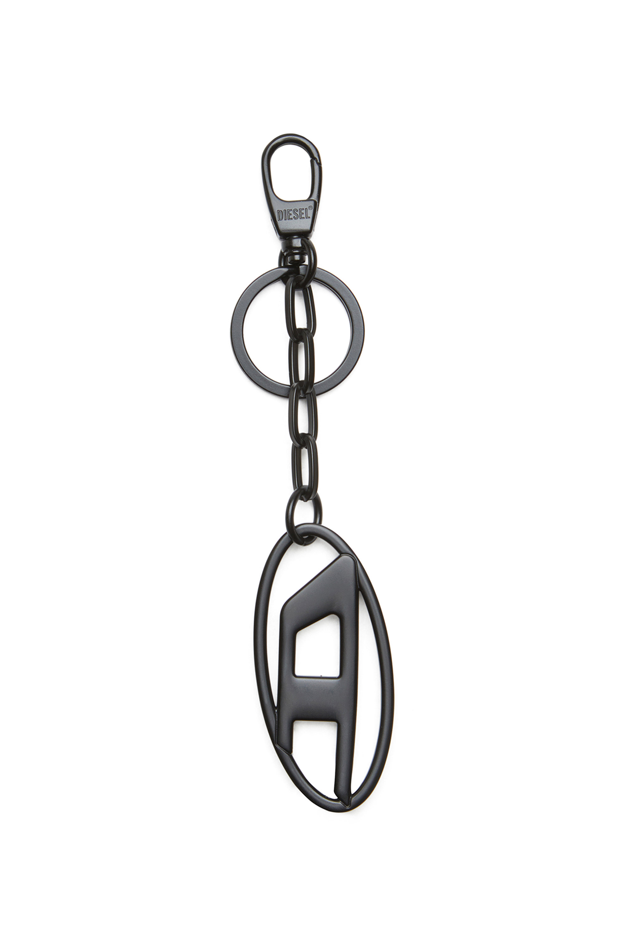 Diesel - HOLY-C, Woman's Metal Oval D keyring with crystals in Black/Silver - 2