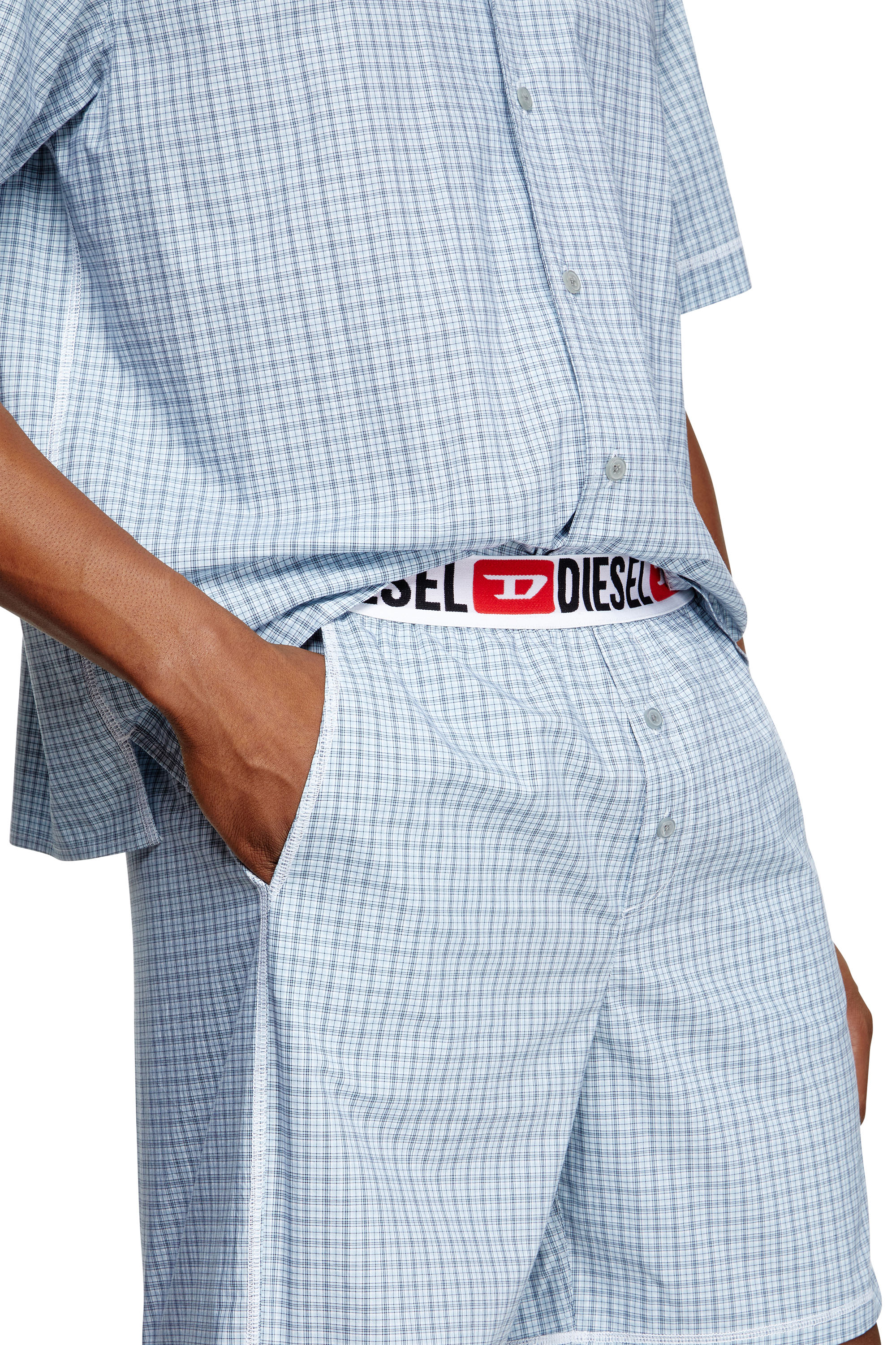 Diesel - SET-RAFAEL-D-CORE, Man's Short pyjamas in check cotton in Light Blue - 3