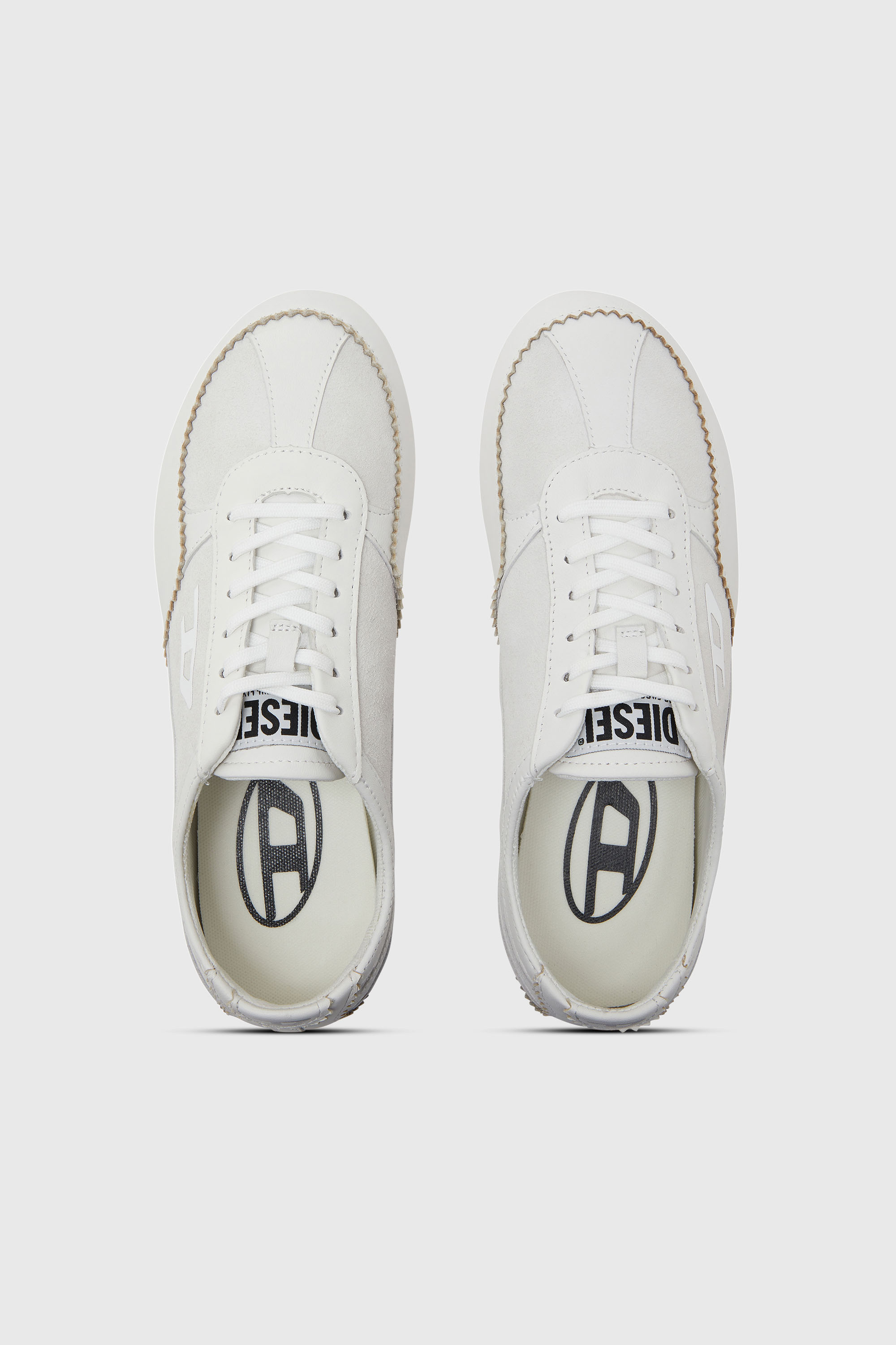 Diesel - D-MILE LOW W, Woman's D-Mile-Flat sneakers in leather and suede in White - 4