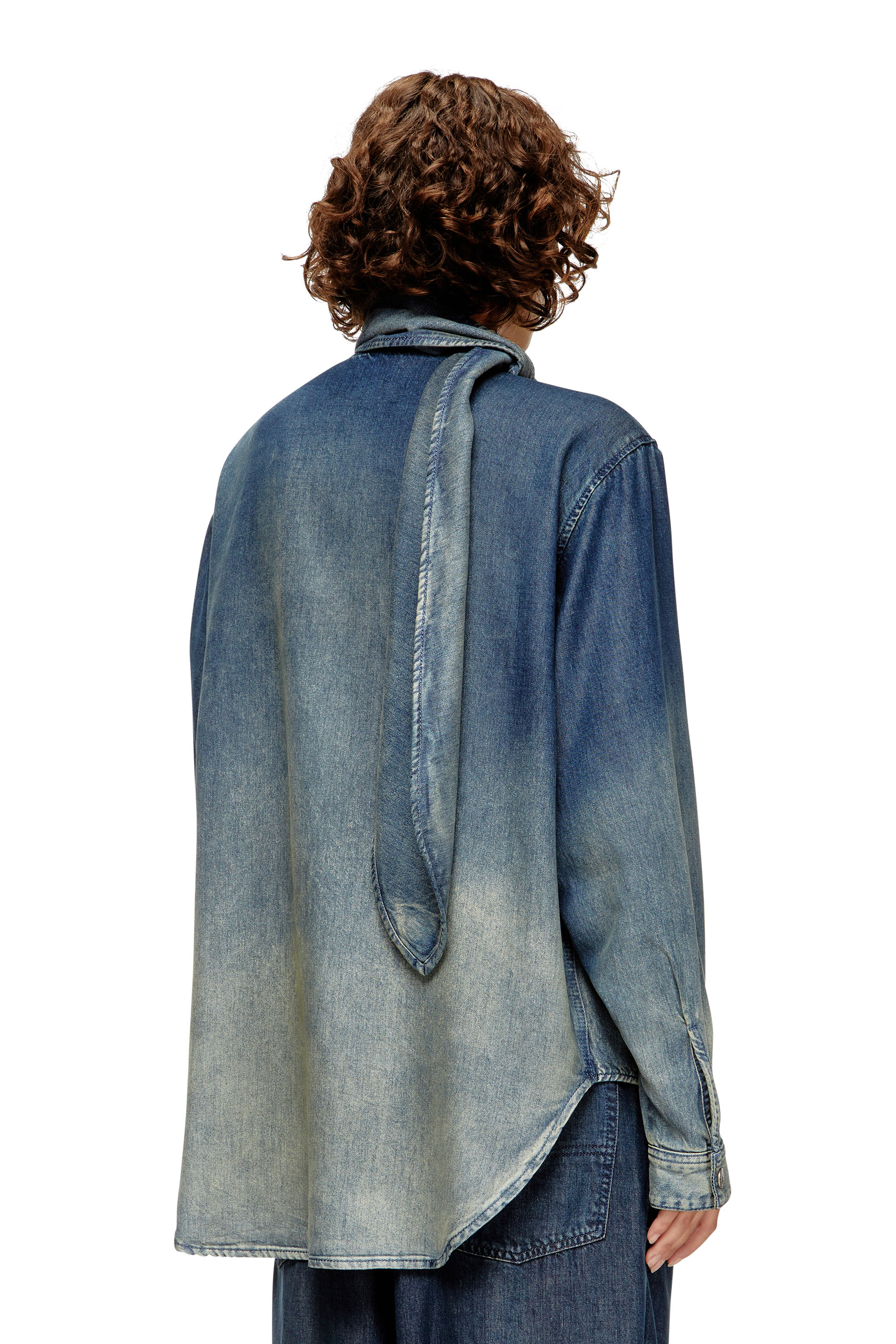 Diesel - DE-NANCY-S, Woman's Blouse in fluid laser-worn denim in Medium blue - 4