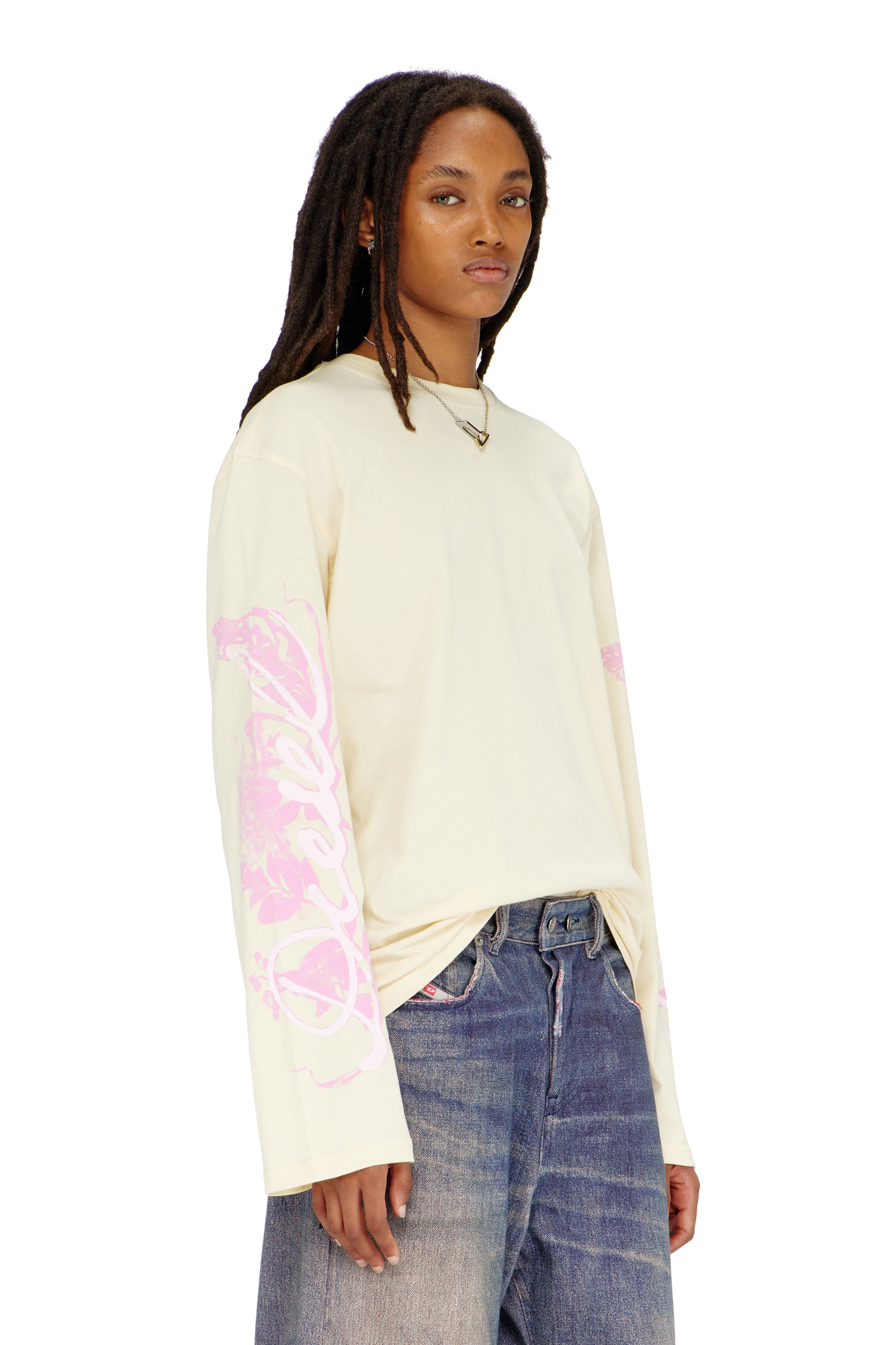 Diesel - T-HILARY-LS-AA3, Woman's Long-sleeve T-shirt with graphic prints and crystals in null - 1
