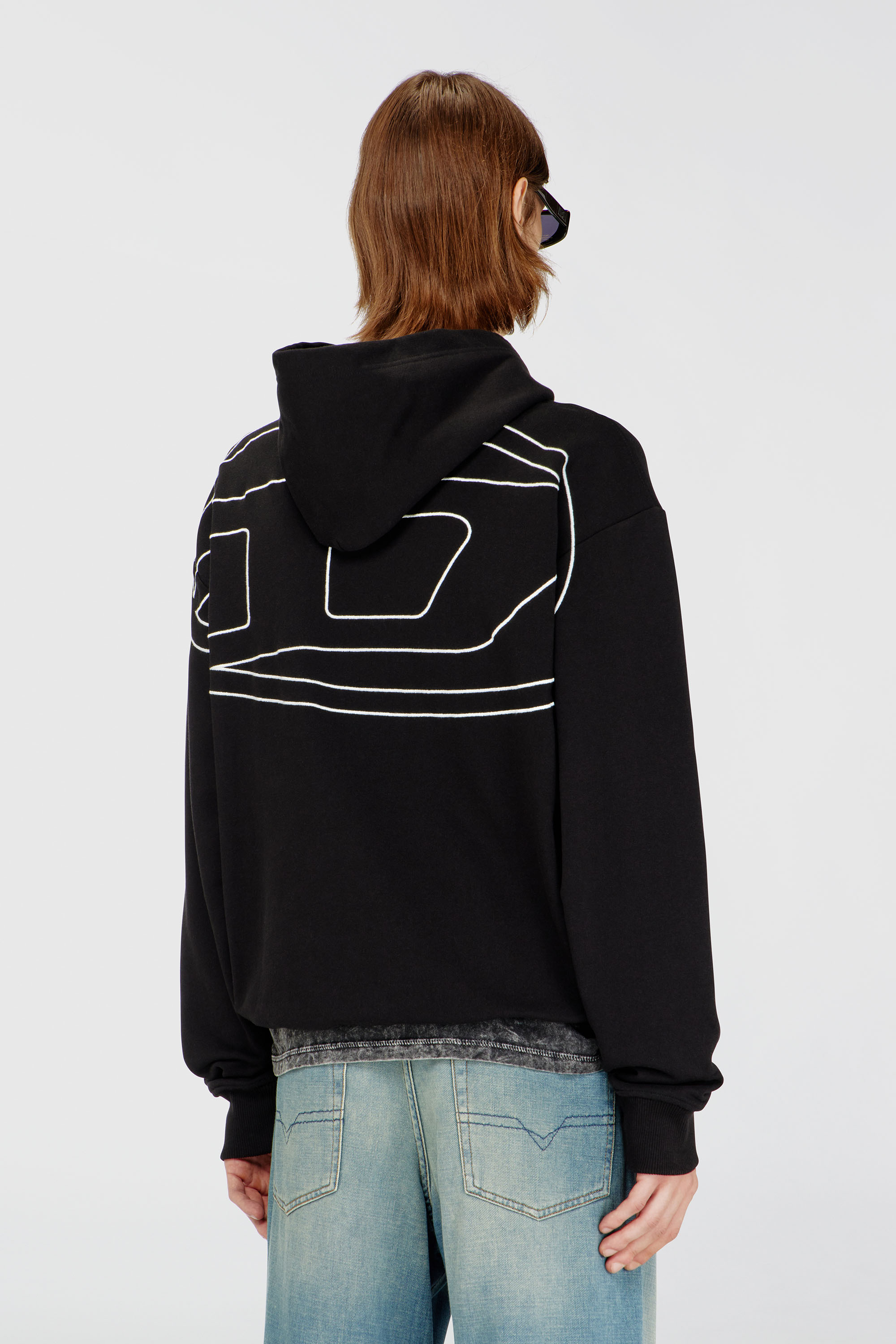 Diesel - S-MACS-HOOD-MEGOVAL-D, Man's Hoodie with logo embroidery in Black - 4