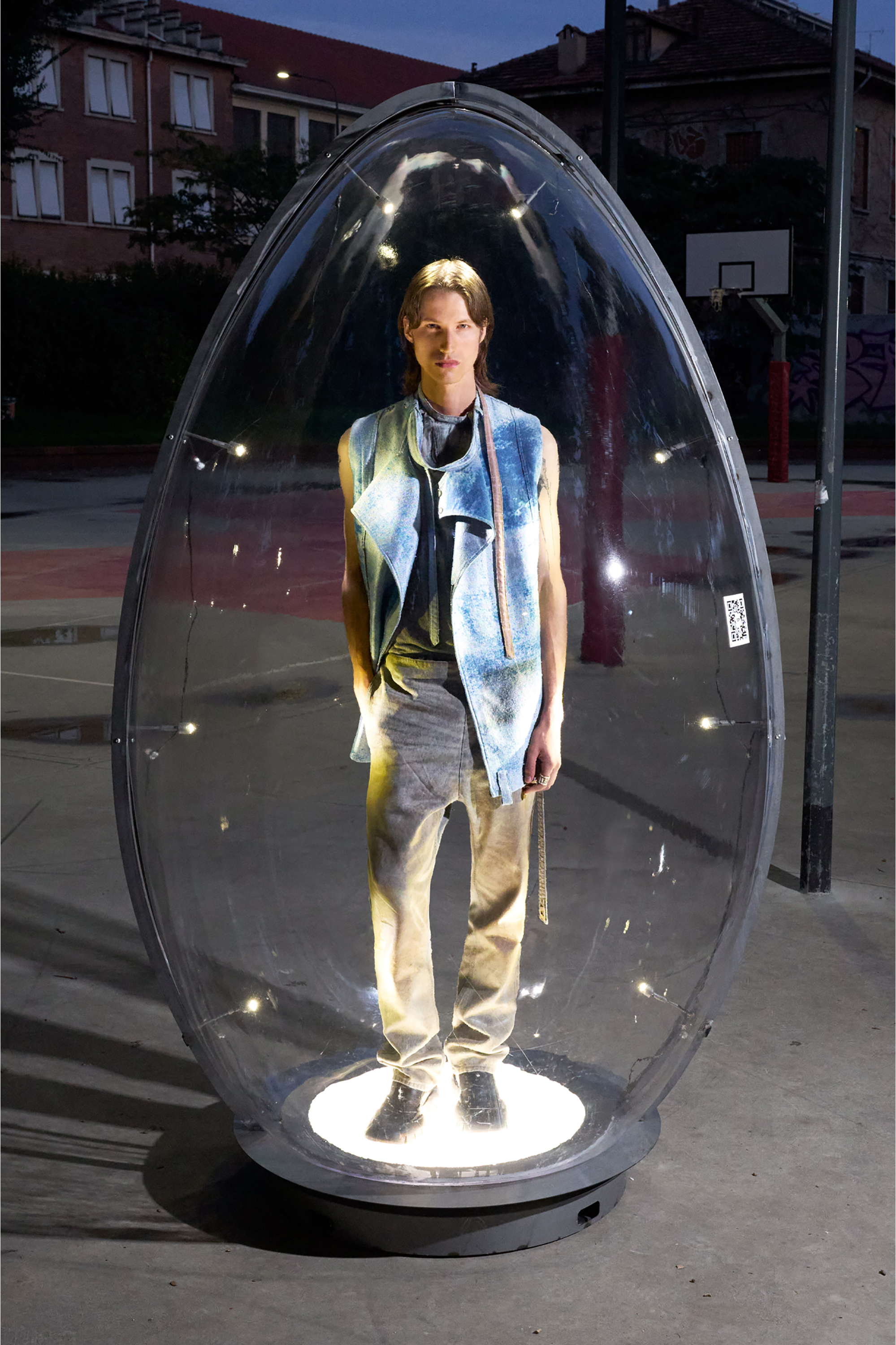 Diesel - D-LORMIL-FSI, Man's Sleeveless vest in coloured satin denim in Light Blue - 6