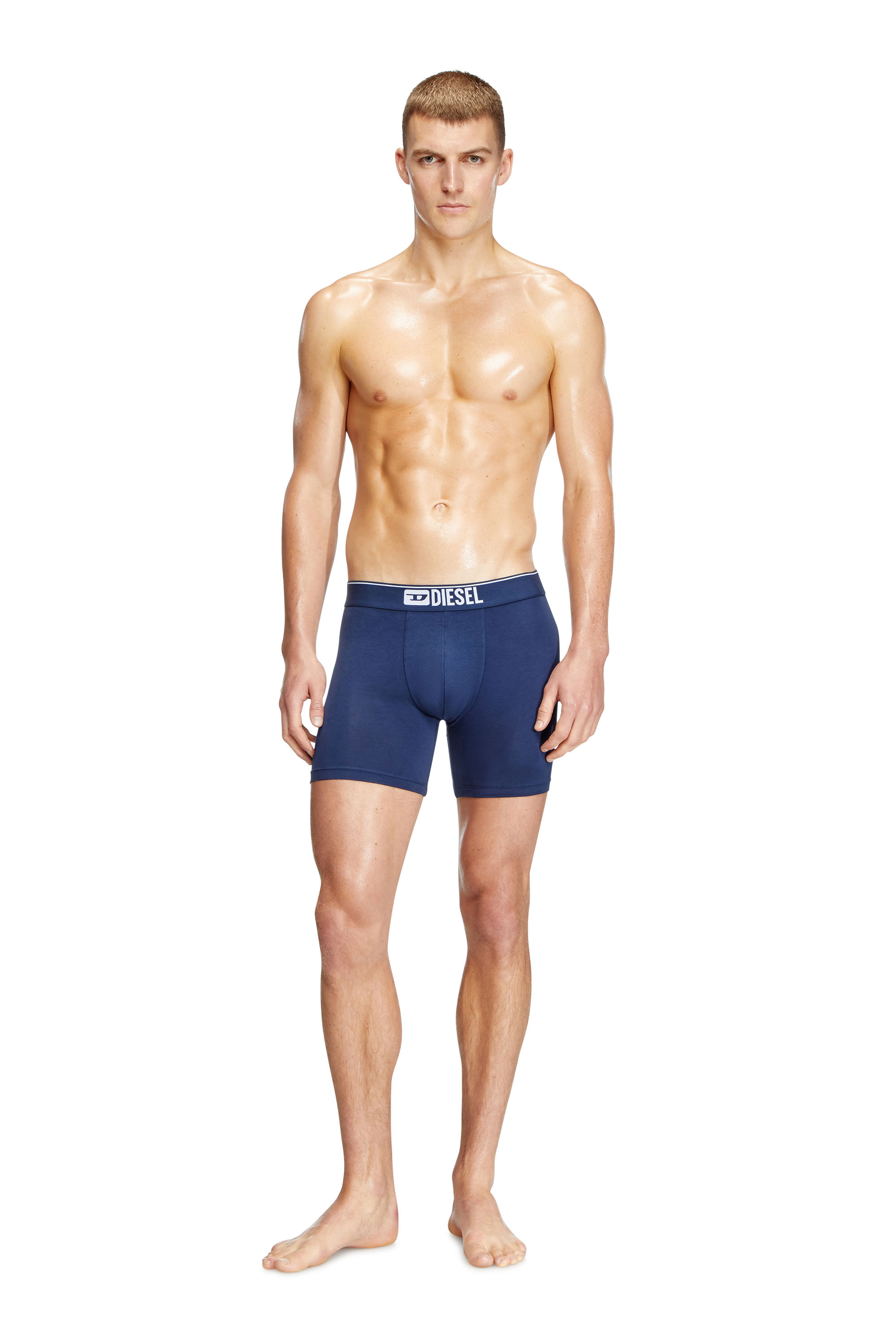 Diesel - MAX-3PACK, Man's Stretch cotton boxer briefs in Blue/Black - 4