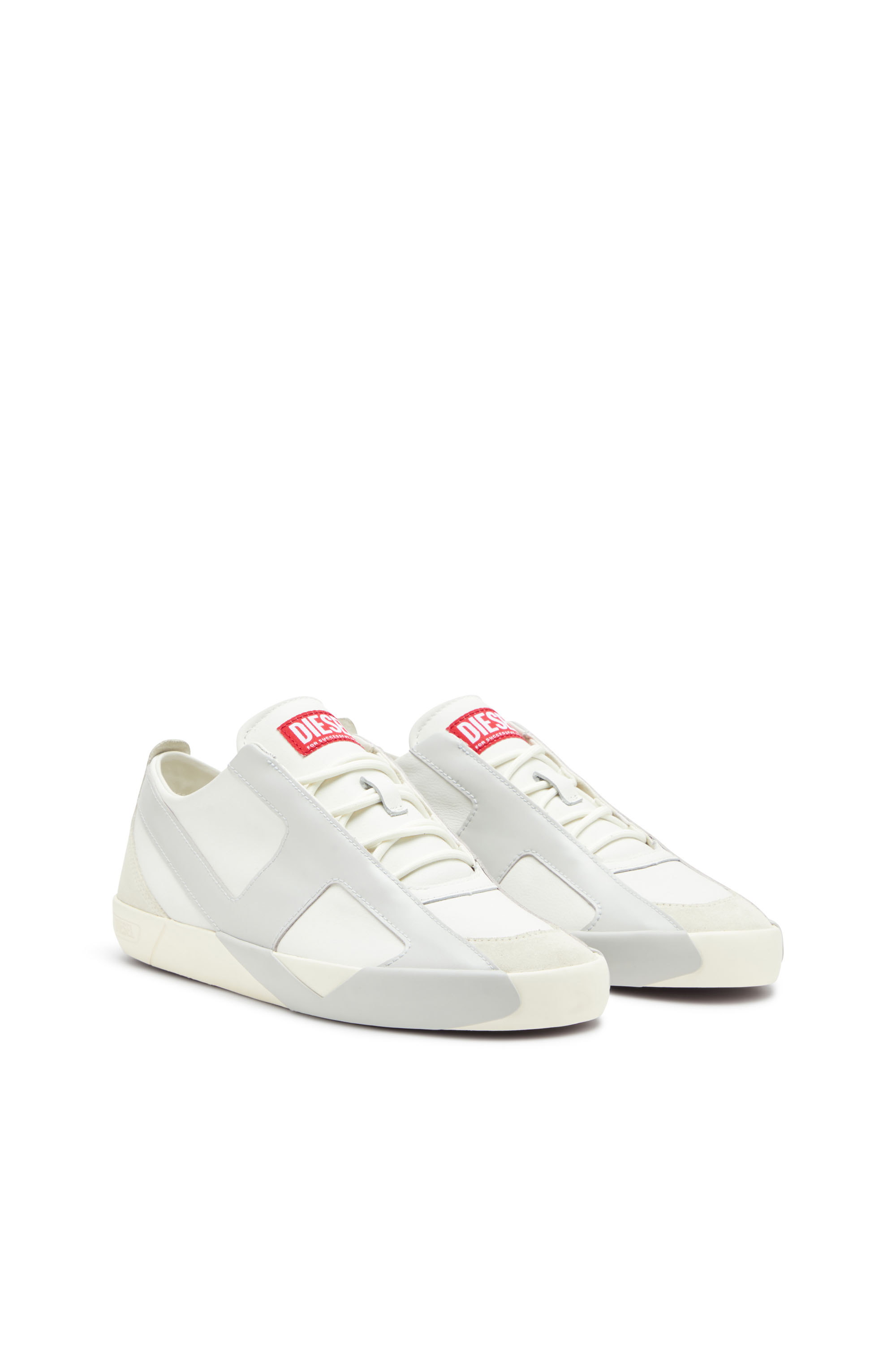 S-SLANTE-D LOW, White/Grey Diesel - S-SLANTE-D LOW, Man's S-Slante-D-Sneakers in suede and leather with D logo in White/Grey - 2