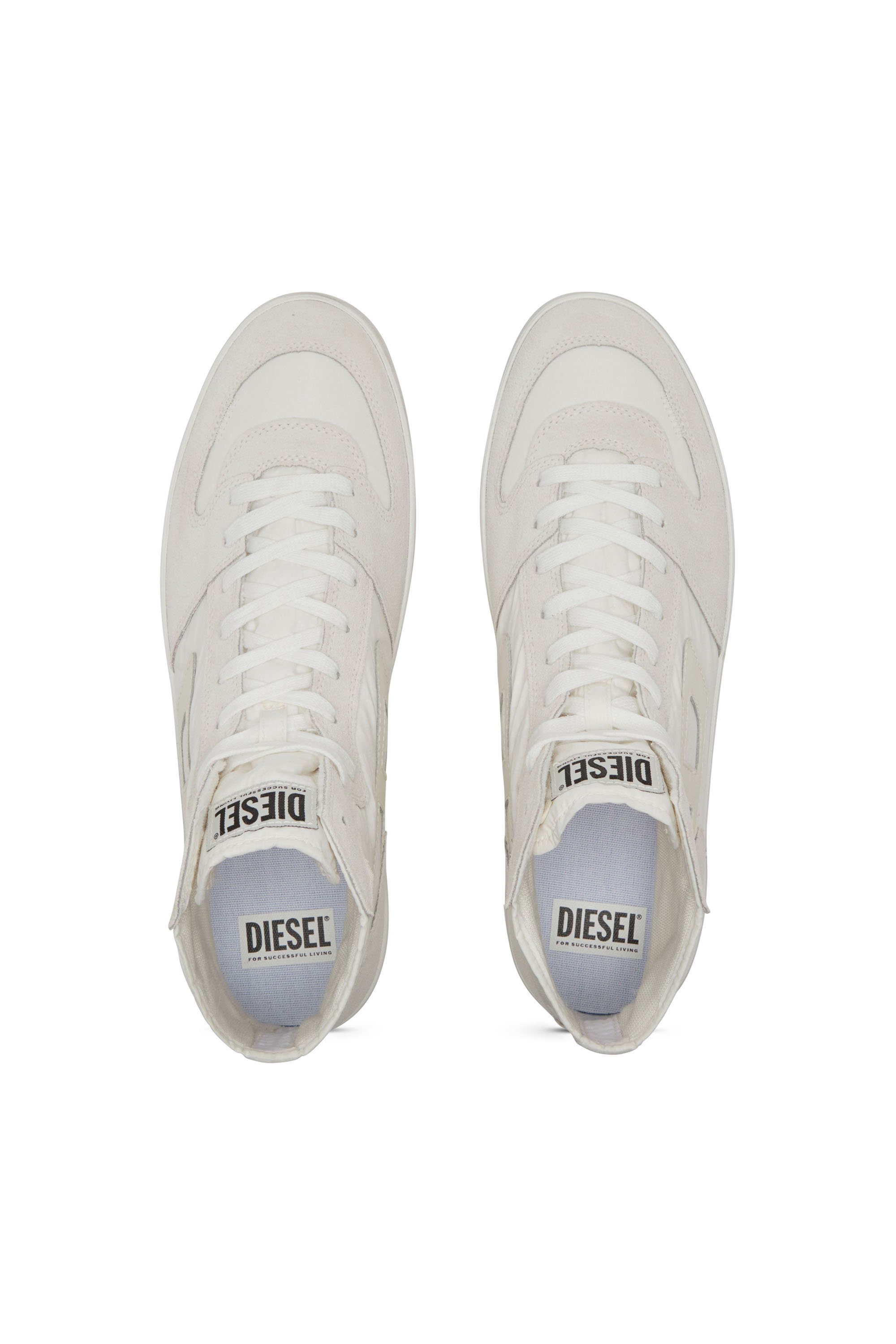 Diesel - S-LEROJI D-1 MID, Man's Padded-ripstop and suede high-top sneakers in White - 6