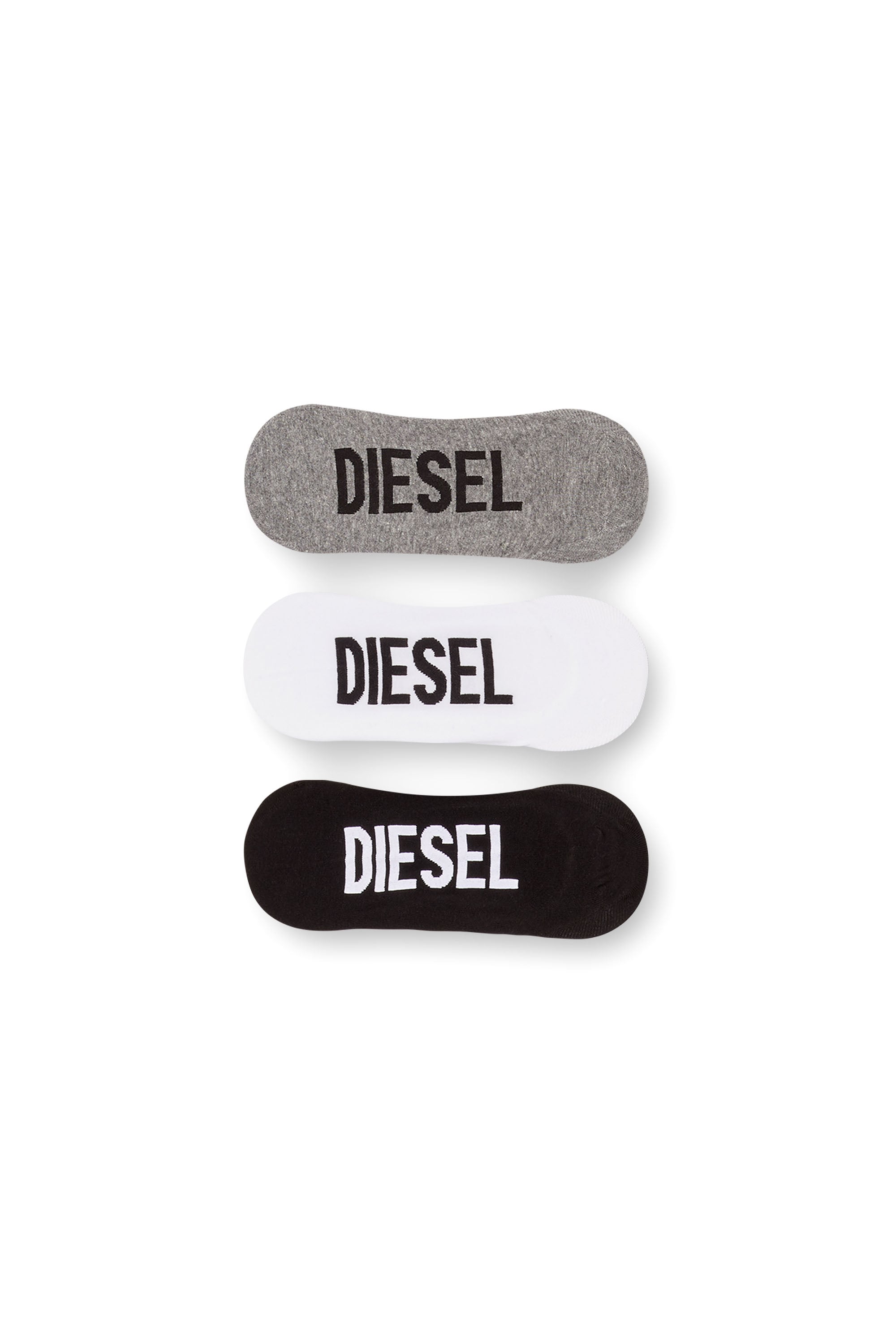 Diesel - SKM-HIDEPAT-THREEPACK, Man's Three-pack no-show socks in White/Black - 1