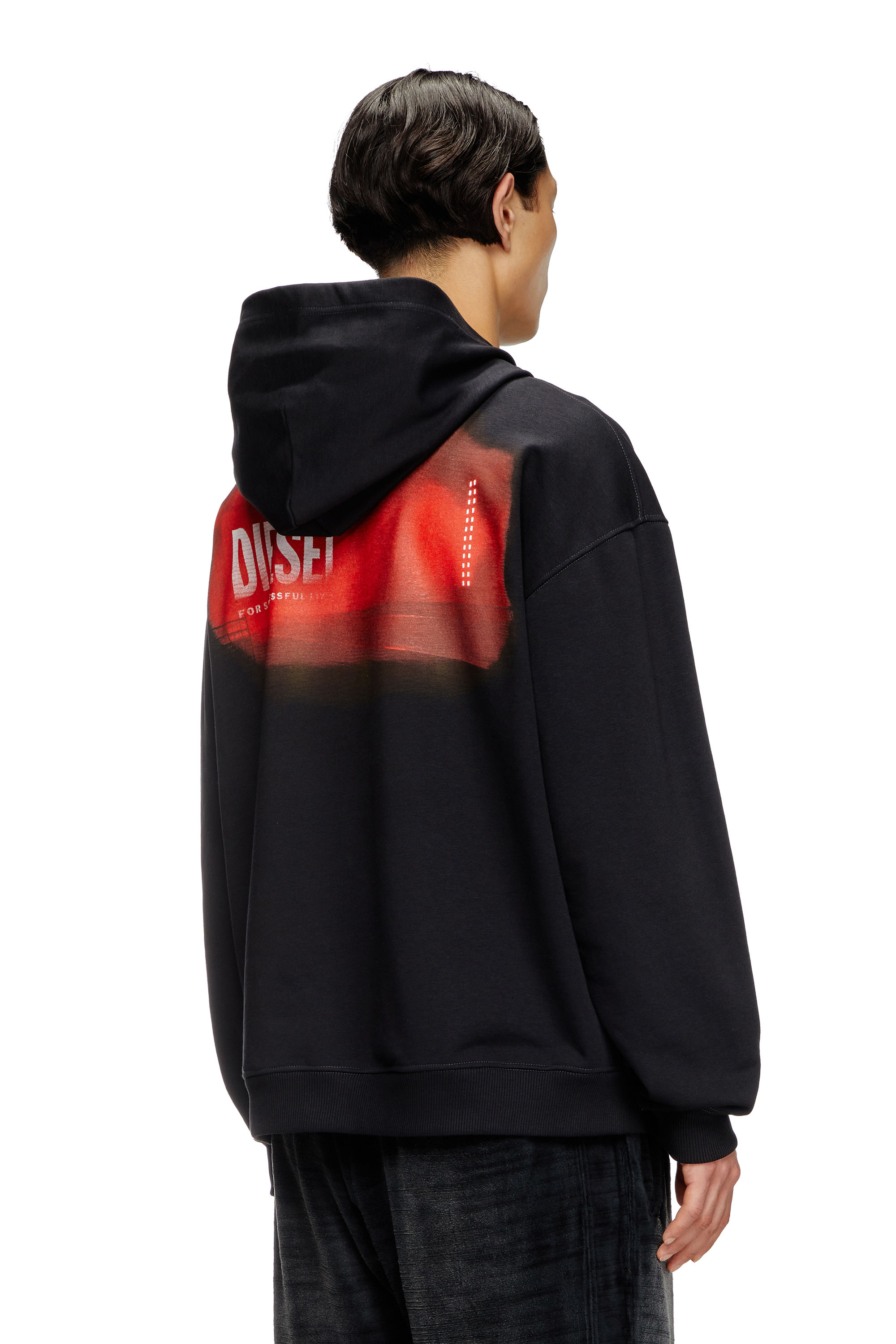 Diesel - S-BOXT-HOOD-R11, Man's Hoodie with runway set print in Black - 4