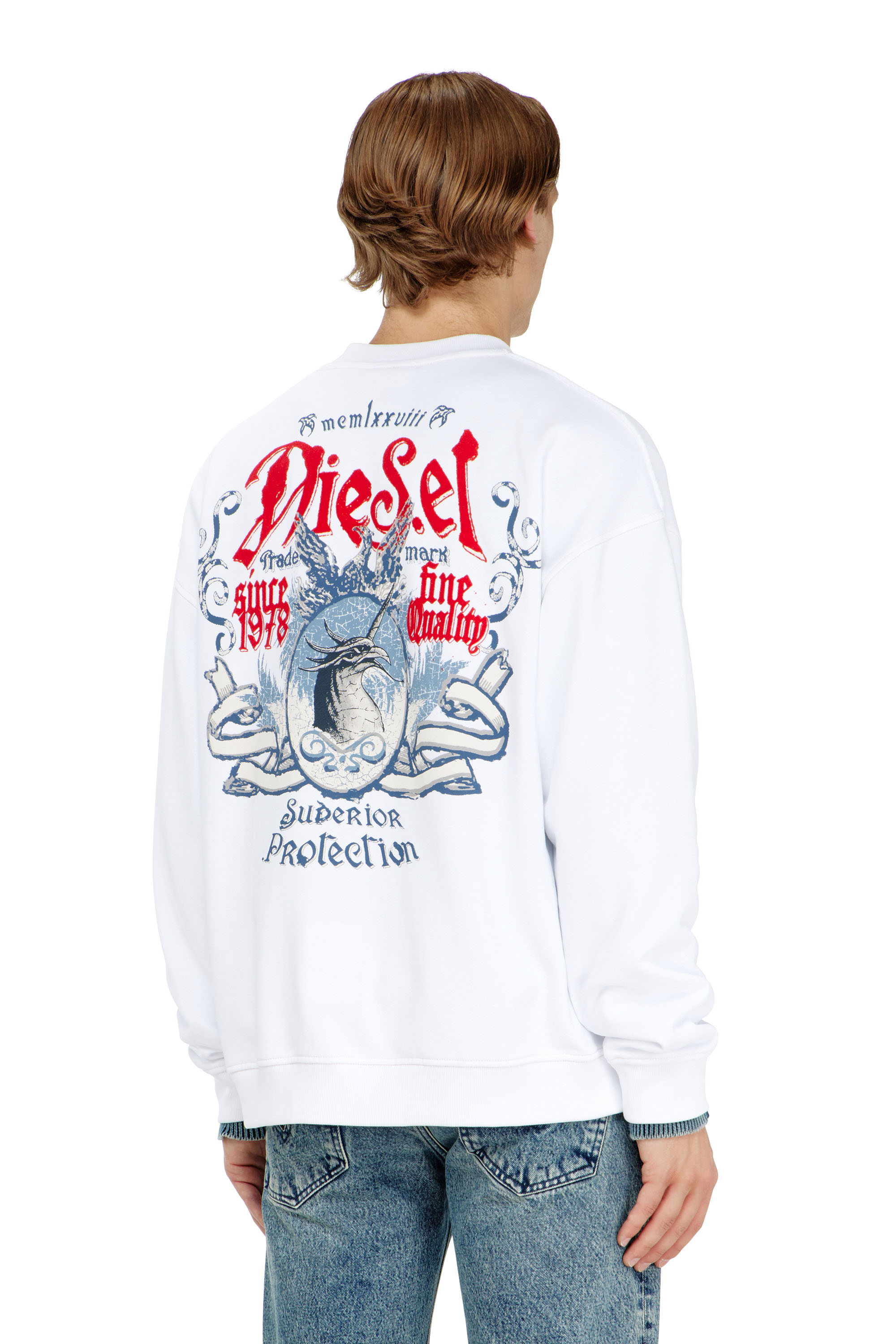 Diesel - S-BOXT-AA2, Man's Cotton sweatshirt with flocked graphics in null - 4