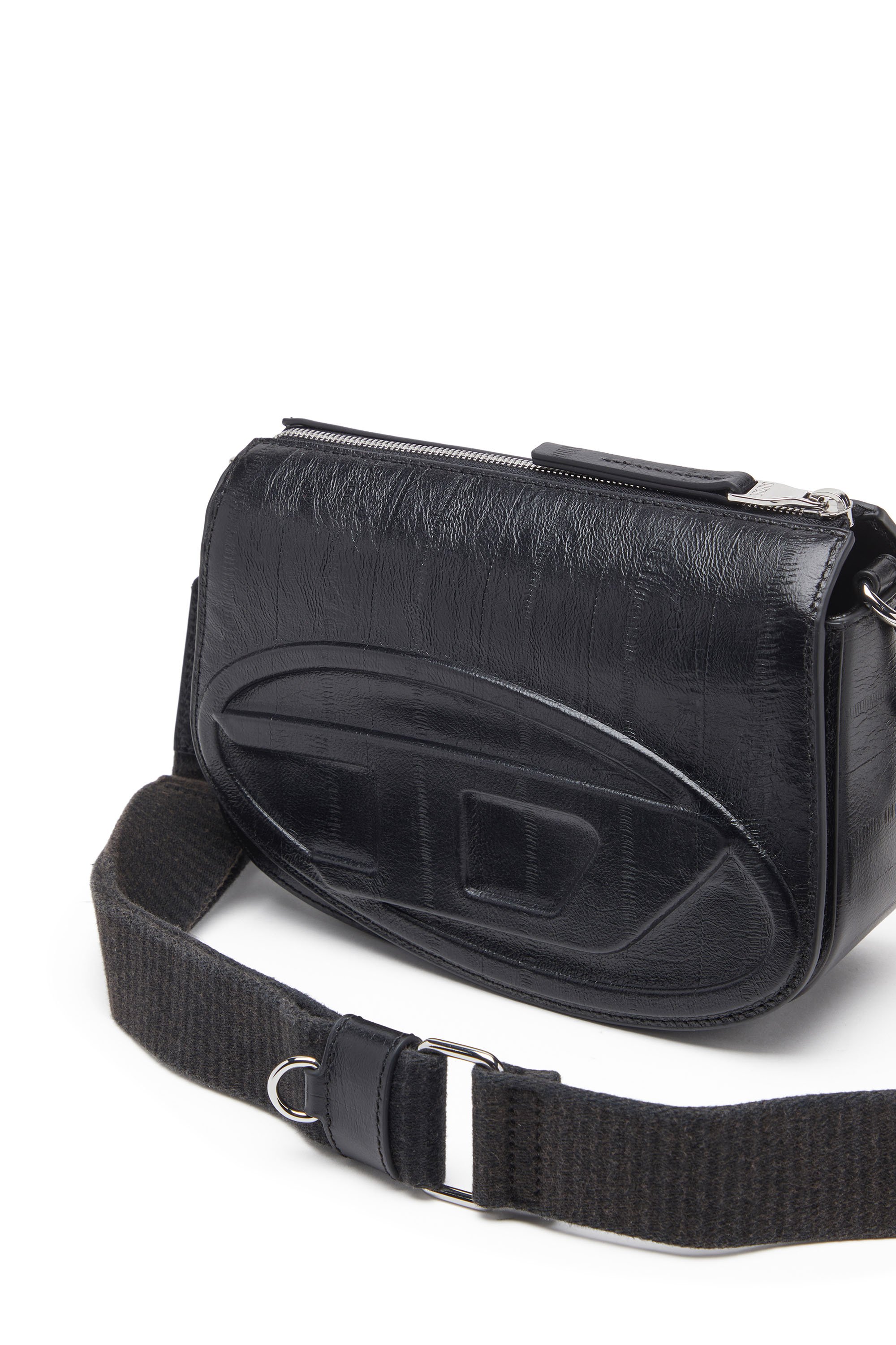 Diesel - 1DR CAMERA BAG, Man's Camera bag in eel-effect leather in Black - 5