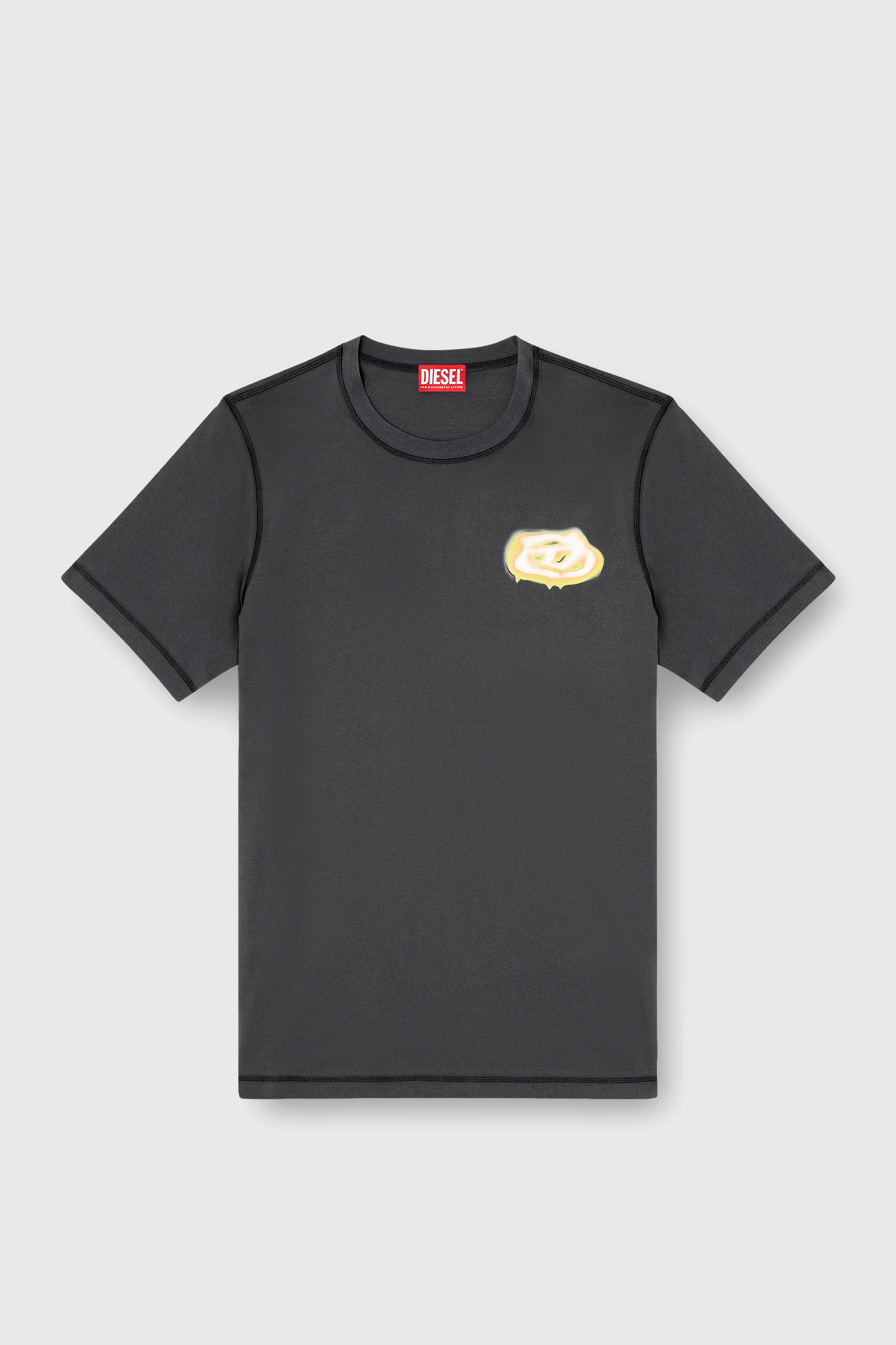 Diesel - T-ADJUST-V7, Man's T-shirt with Oval D logo print in Dark grey - 2