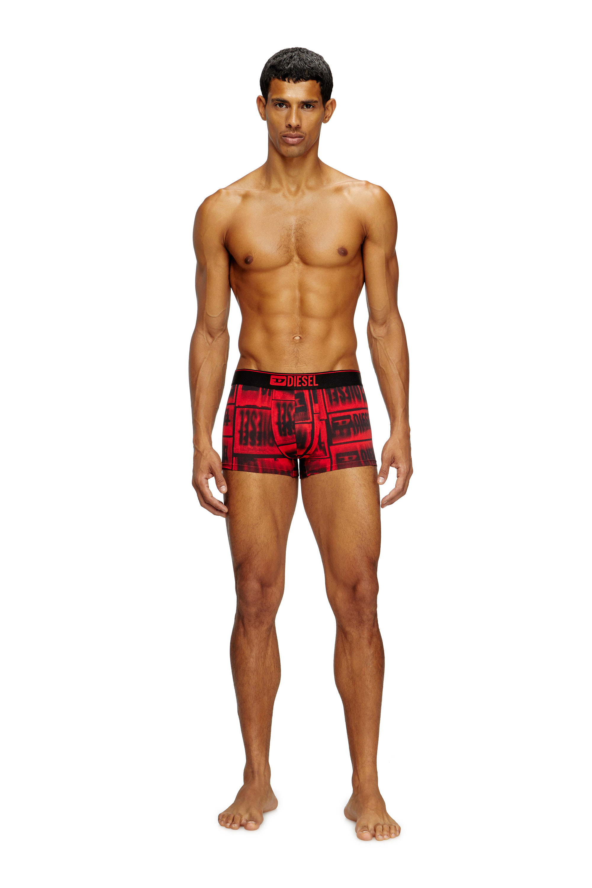 Diesel - DAMIEN-D-BOX, Man's Boxer briefs with faded logo print in Red - 2