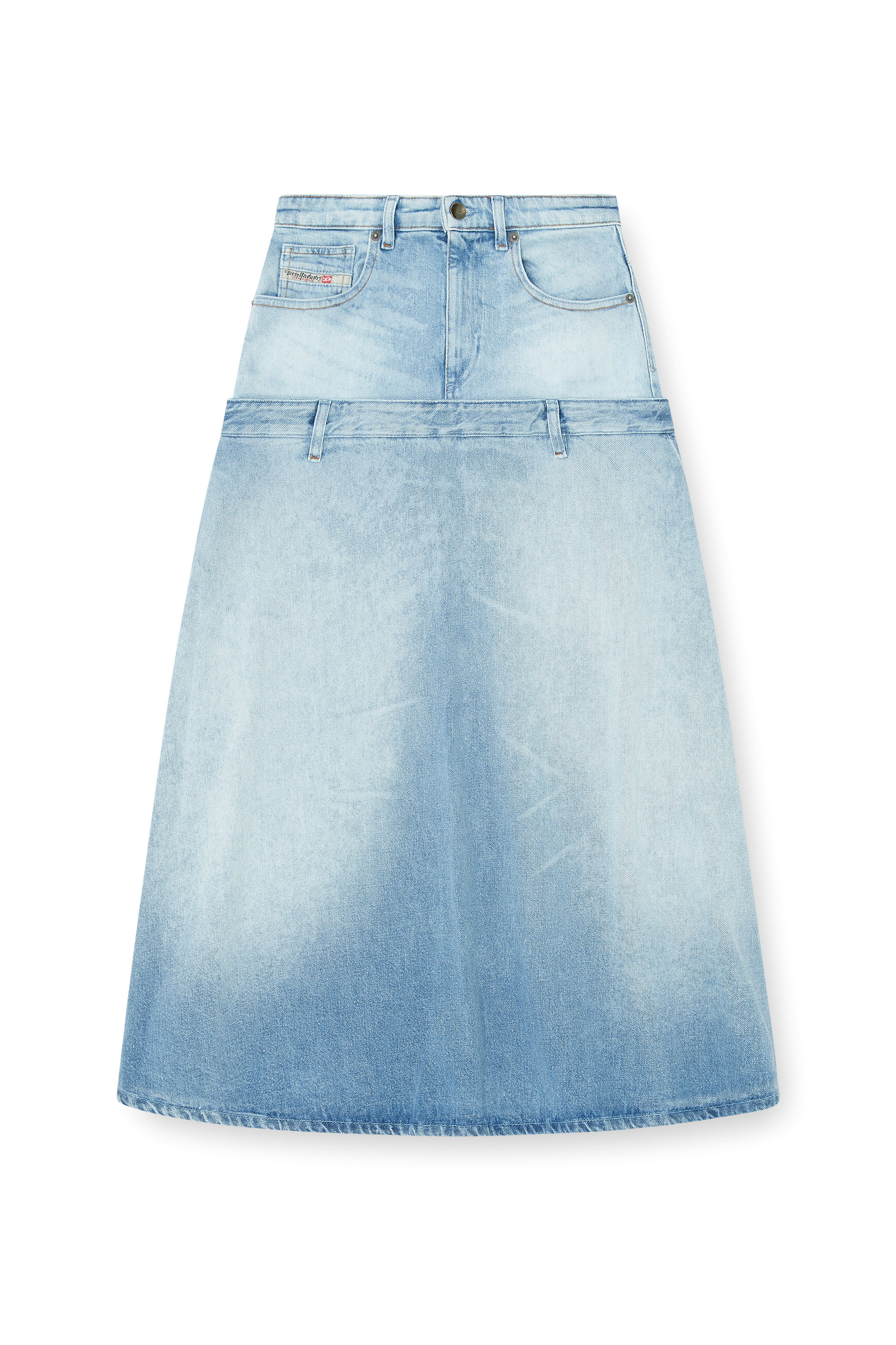 Diesel - DE-VORYA-S, Woman's Denim skirt with layered design in Light Blue - 3