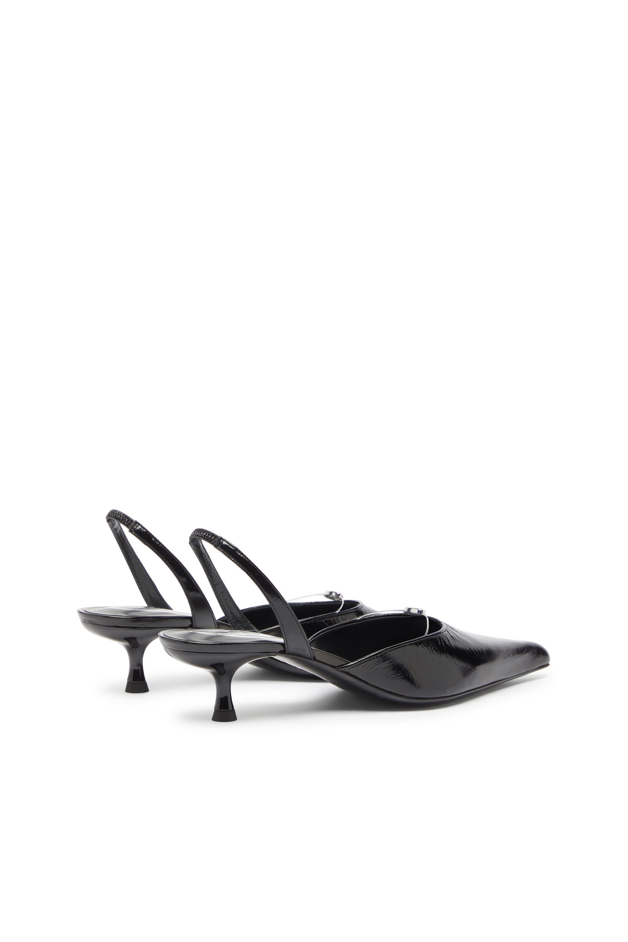 Diesel - D-JEWELS 40 D'OR, Woman's D-Ten&Half - Leather slingbacks with Oval D jewel in Black - 3