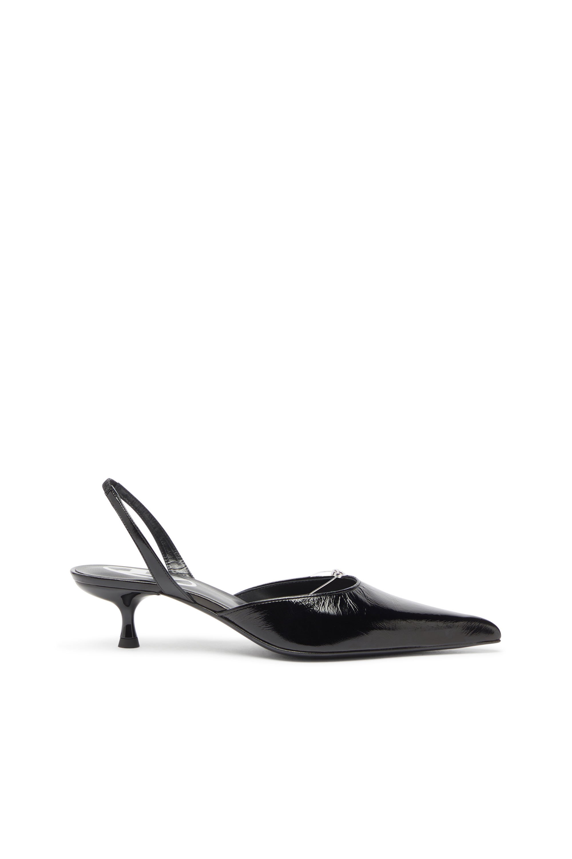 Diesel - D-JEWELS 40 D'OR, Woman's D-Ten&Half - Leather slingbacks with Oval D jewel in Black - 1
