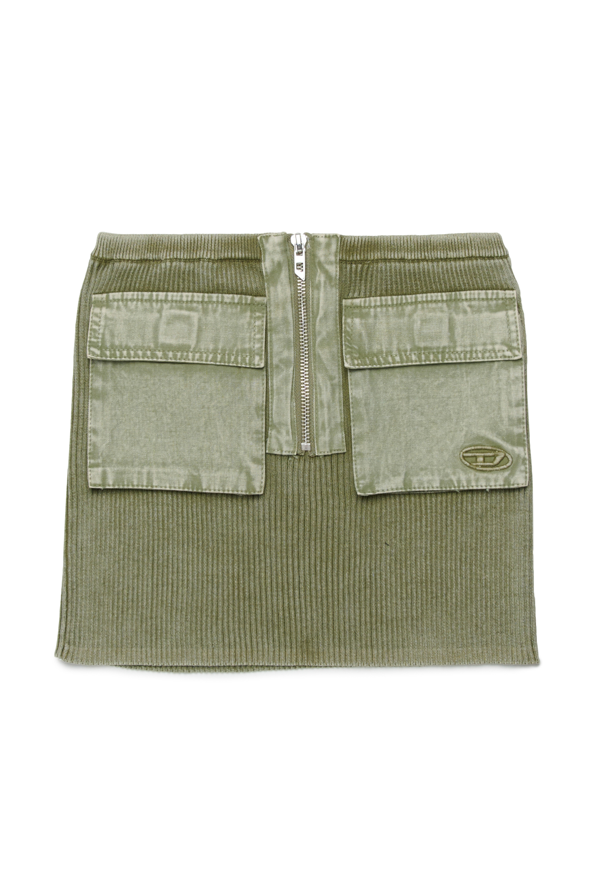 Diesel - GAMERYN, Woman's Ribbed skirt with patch pockets in Green - 1