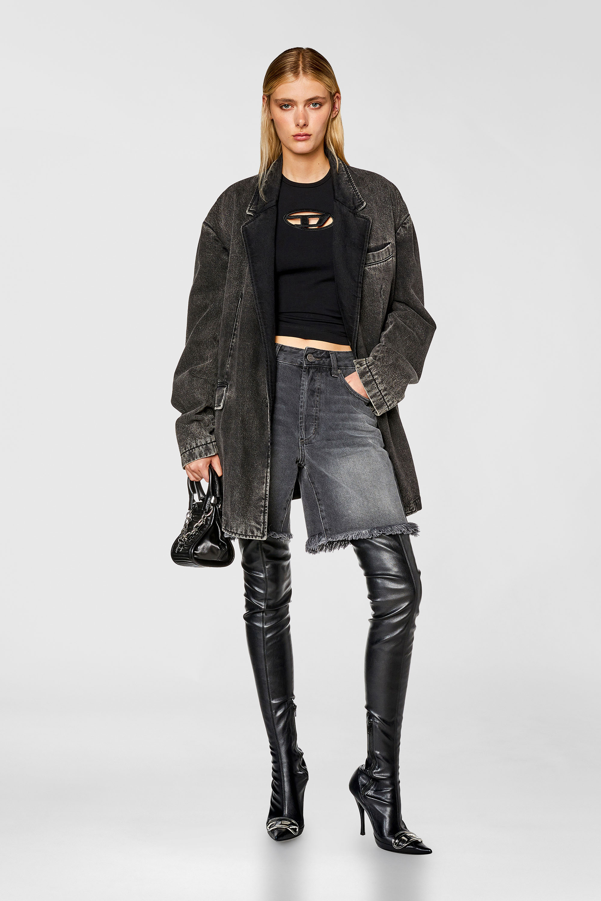 Diesel - T-ANGIE, Woman's T-shirt with Oval D logo in Black - 1