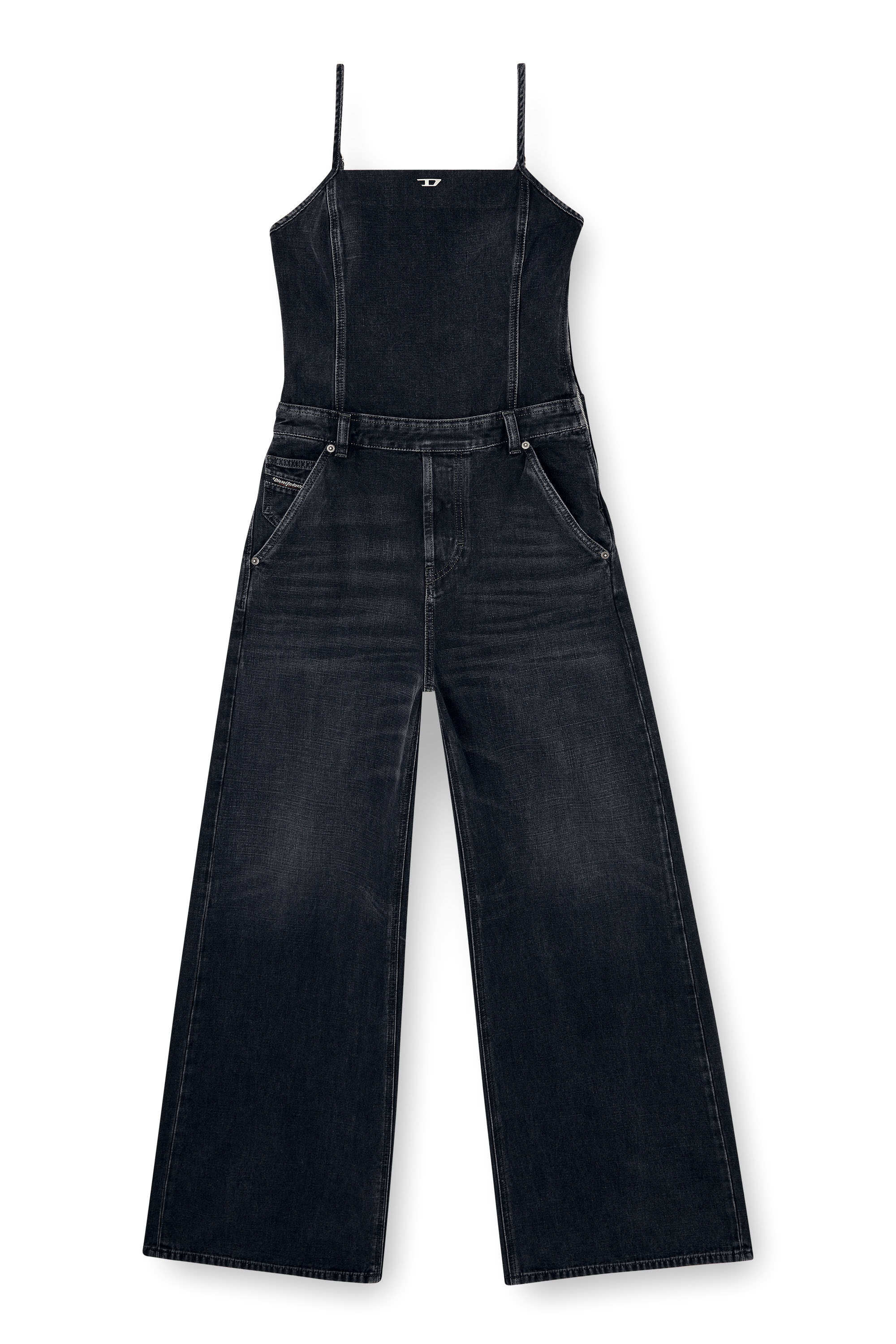 DE-VORS, Black Diesel - DE-VORS, Woman's Strappy jumpsuit in batavia-weave denim in Black - 2