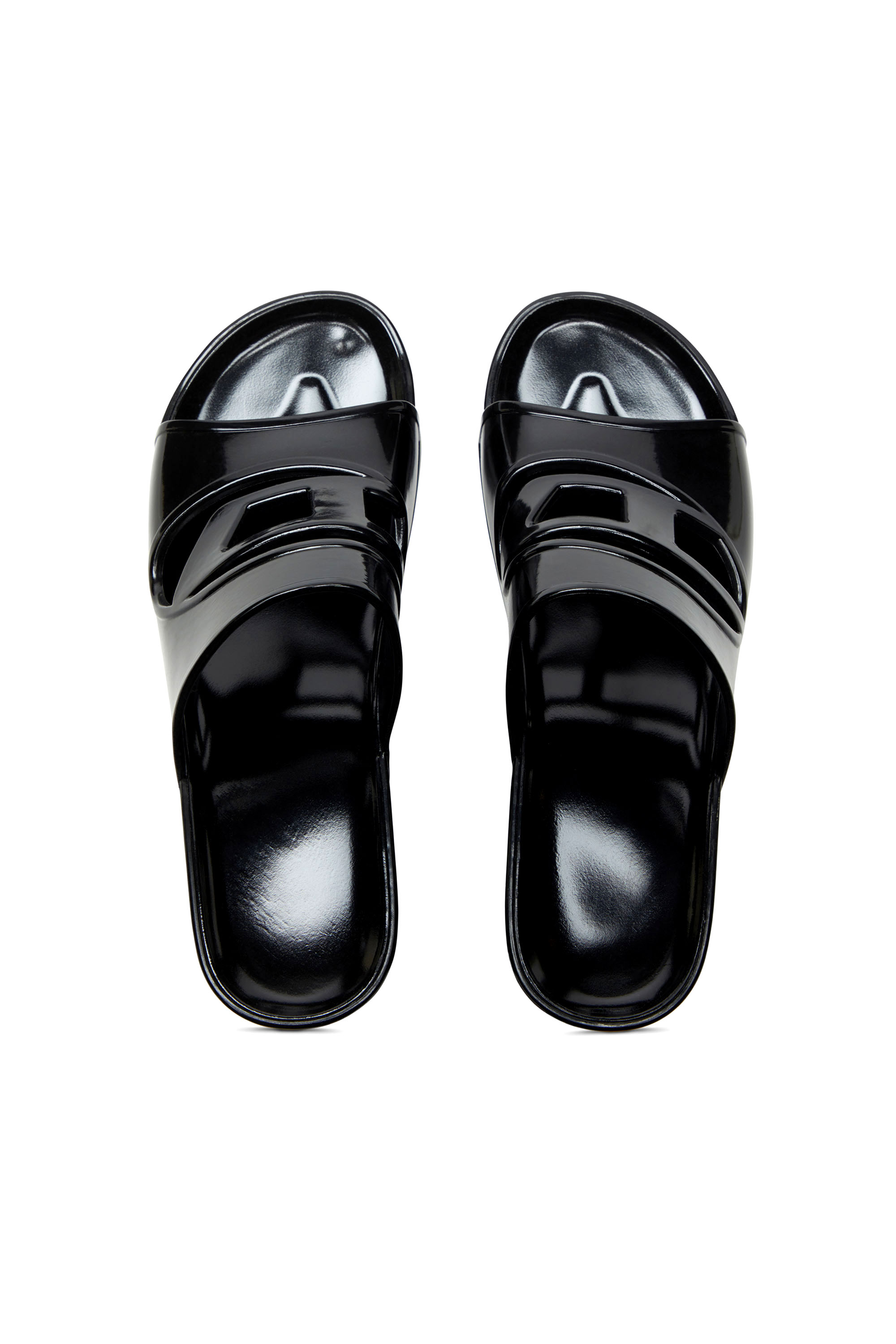 Diesel - SA-BONNIE, Woman's Sa-Bonnie-Heeled rubber slides with cut-out logo in Black - 4