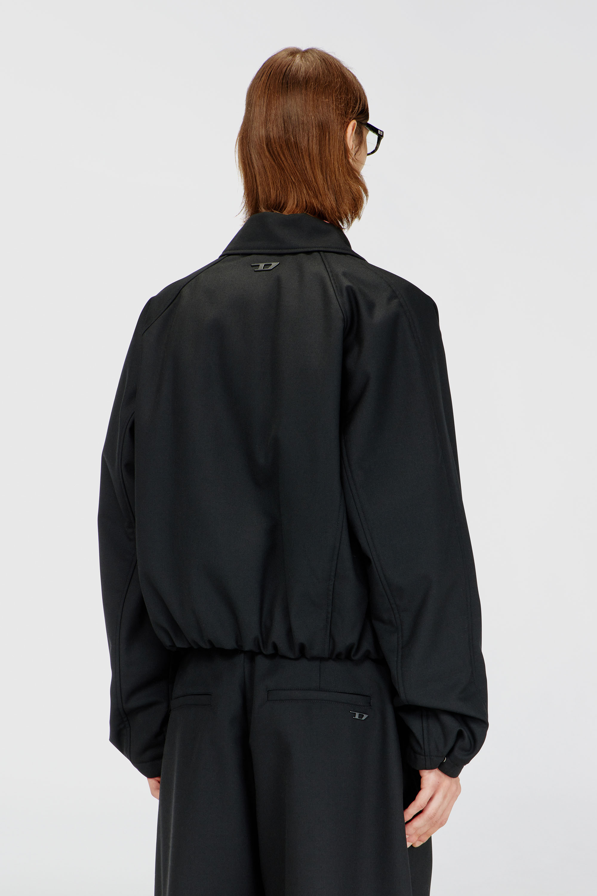 Diesel - J-ATTOR-COOL, Man's Gathered bomber jacket in wool blend in Black - 4