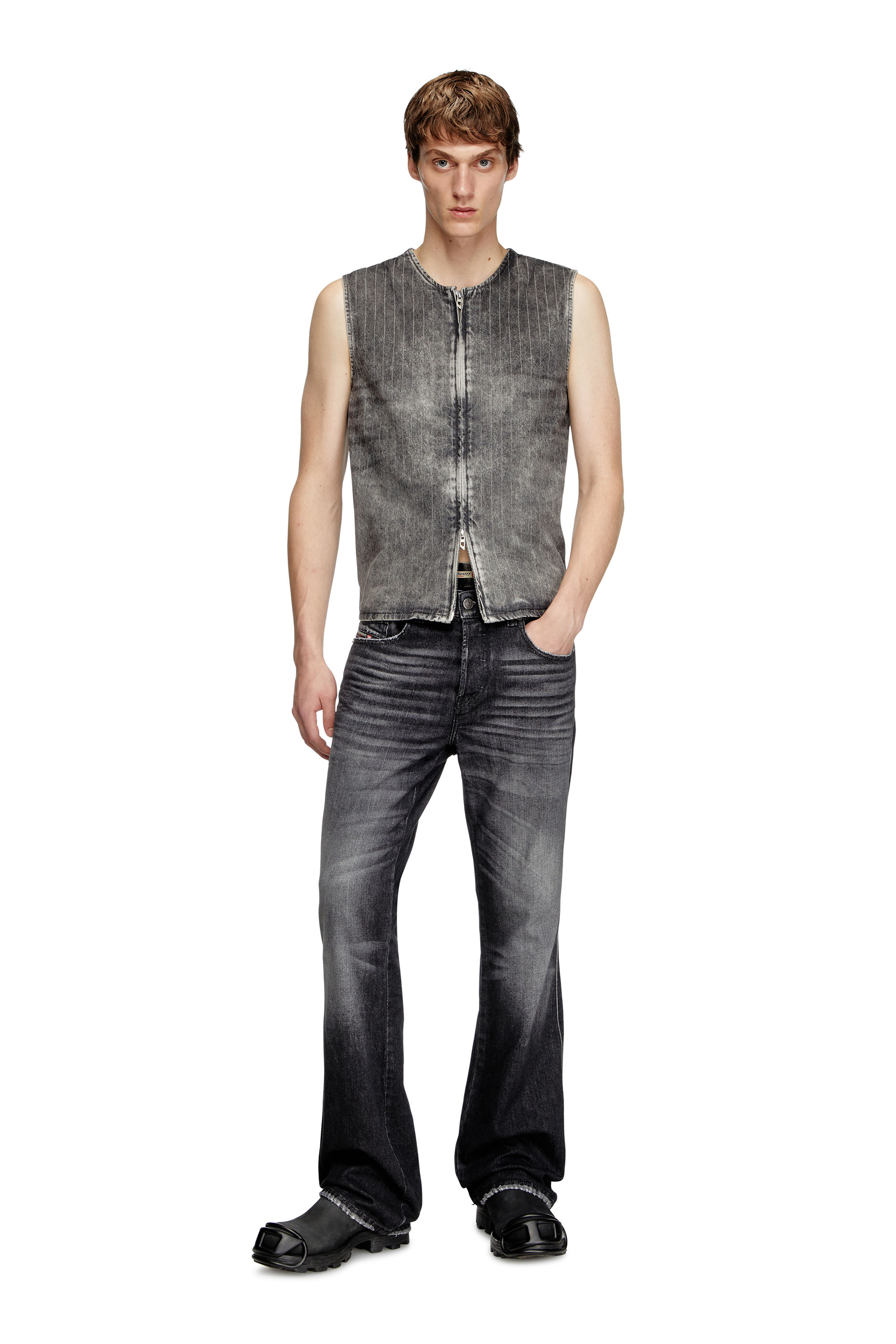 Diesel - D-SUND-S, Unisex's Vest in tailoring pinstripe denim in Grey - 1