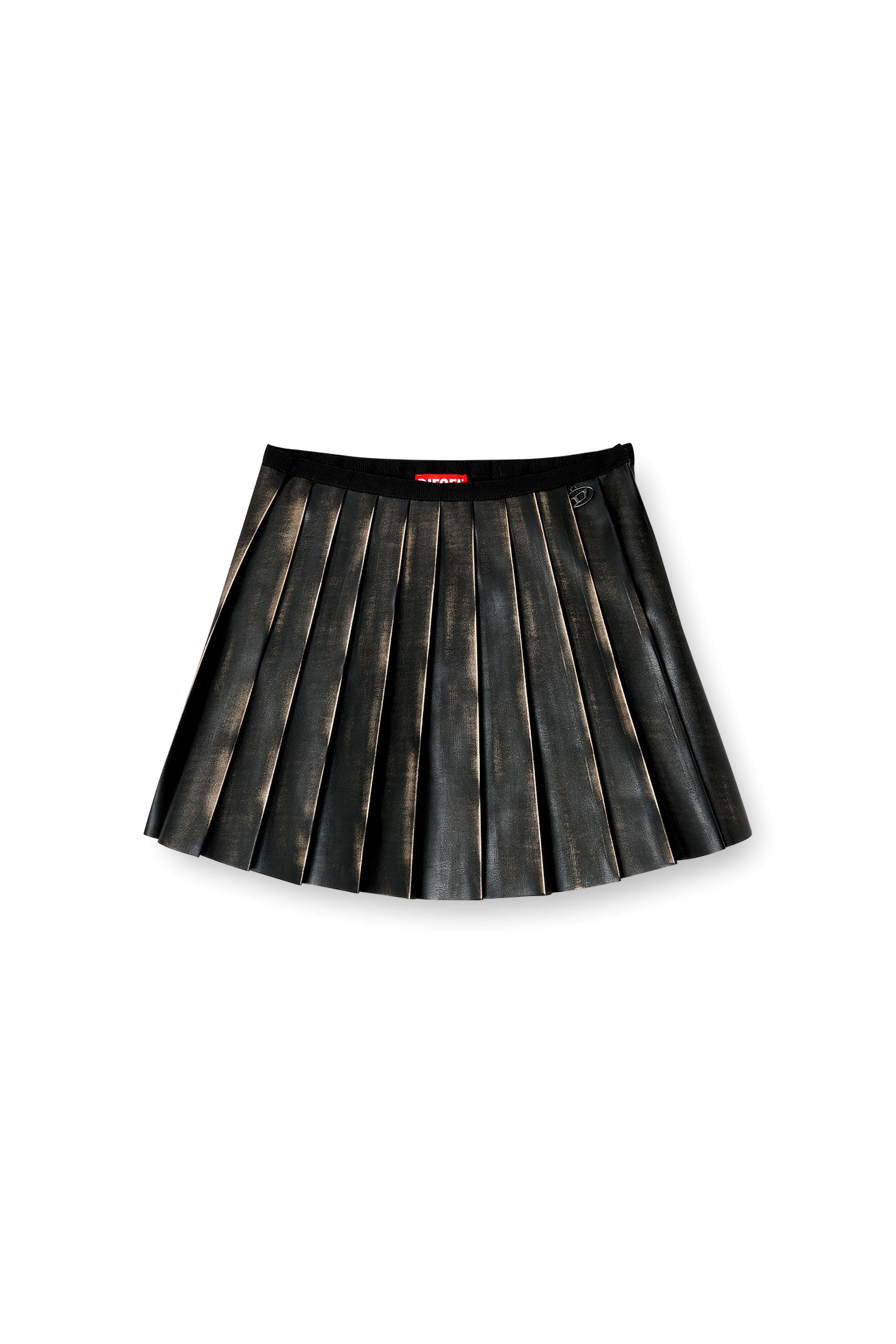 Diesel - O-SAKA-MINI, Woman's Short pleated skirt with distressed effect in Brown - 2